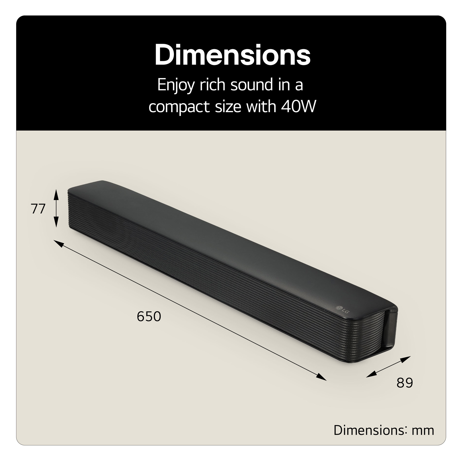 LG SQM1 2 0ch Wireless Soundbar in Black Bluetooth Music Streaming, photo 2