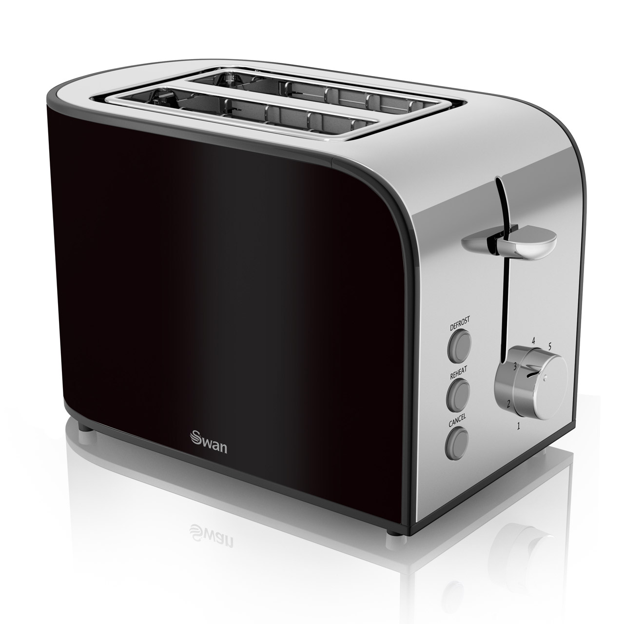 Image of Swan ST17020BLKN 2 Slice Townhouse Toaster in Black Chrome