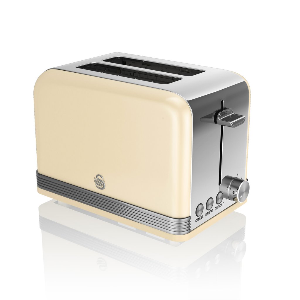 Image of Swan ST19010CN 2 Slice Retro Style Toaster in Cream Chrome