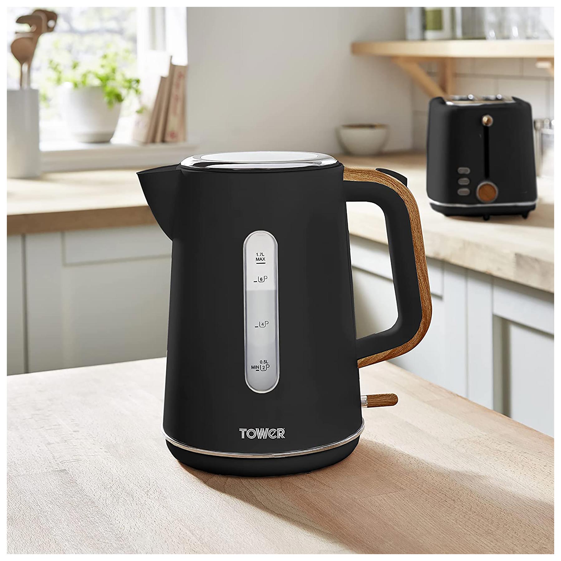 Tower T10037BLK Scandi Rapid Boil Kettle Black 1 7L 3kW, photo 5