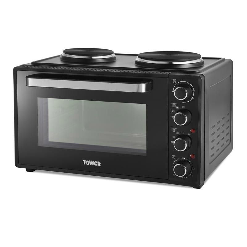 Image of Tower T14045 42L Table Top Mini Oven Black Solid Plate Rotisserie