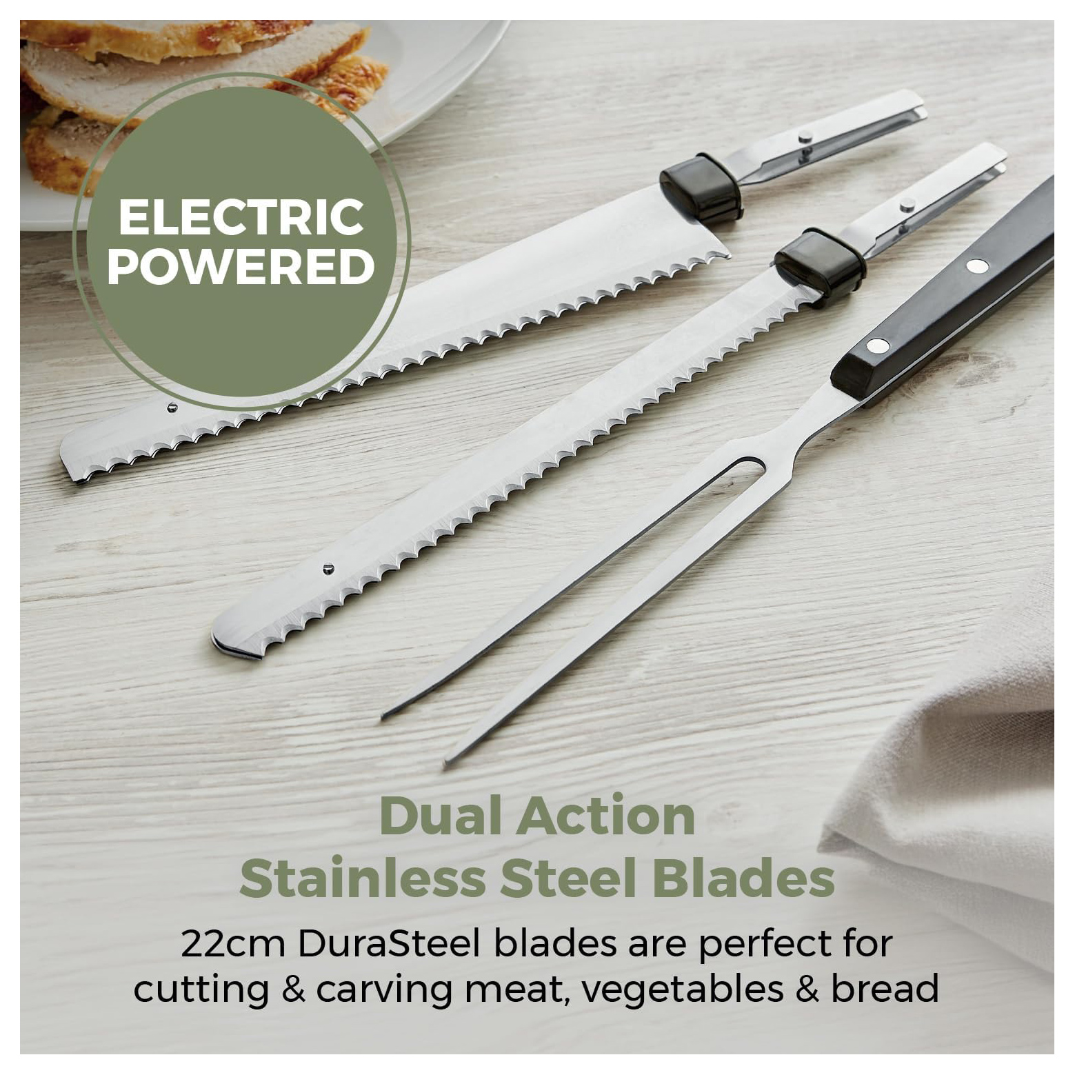 Tower T19028 Electric Knife with Fork and Case 120W, photo 4
