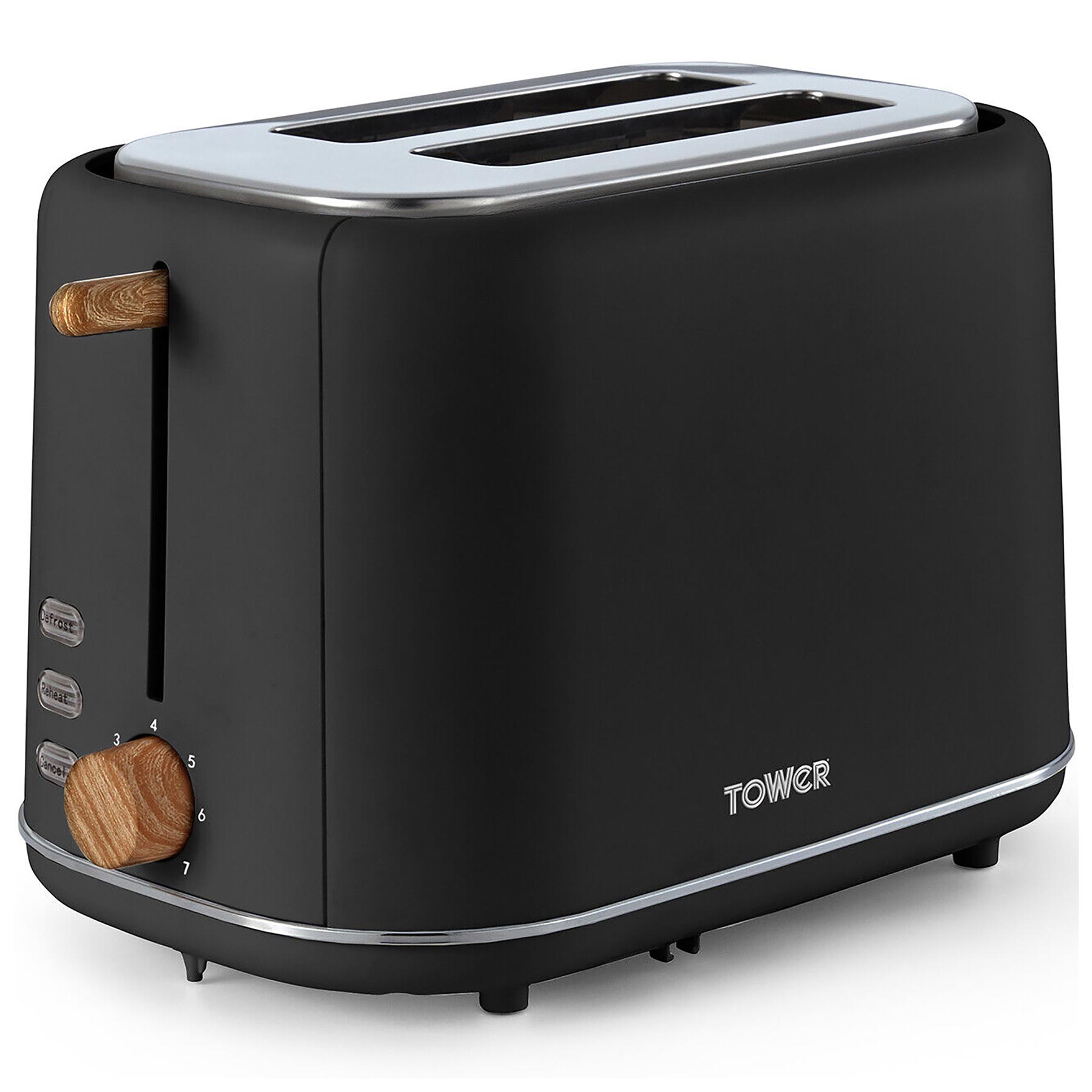 Tower T20027BLK Scandi 2 Slice Metal Toaster Black