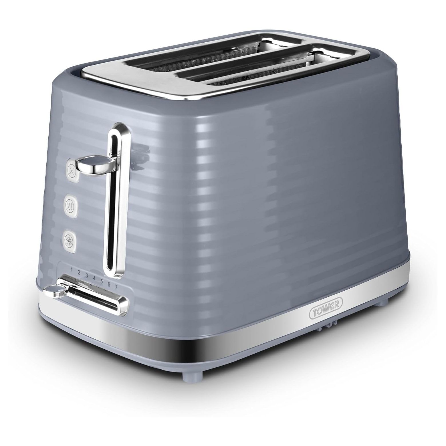 Tower T20083GRY Saturn 2 Slice Metal Toaster Grey and Chrome
