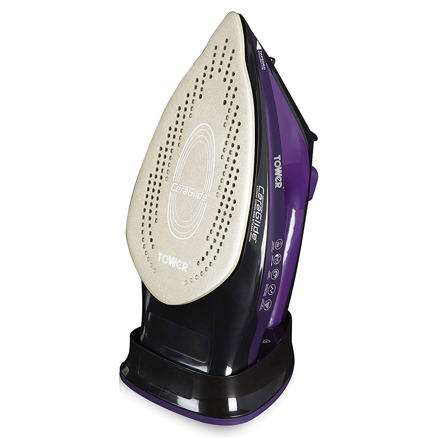Image of Tower T22008 2 in 1 Cord Cordless Steam Iron in Purple and Black