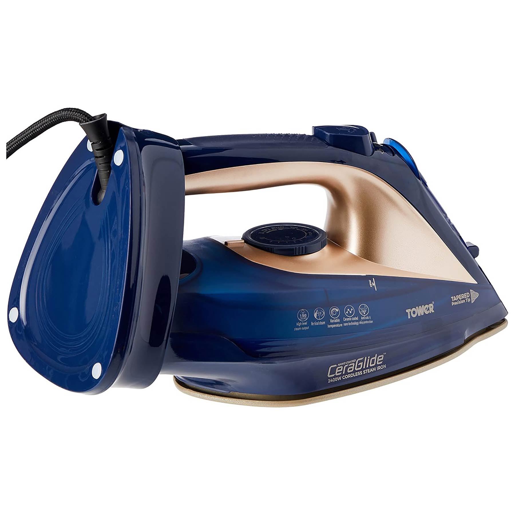 Tower T22008BLG 2 in 1 Cord Cordless Steam Iron in Blue and Gold, photo 2