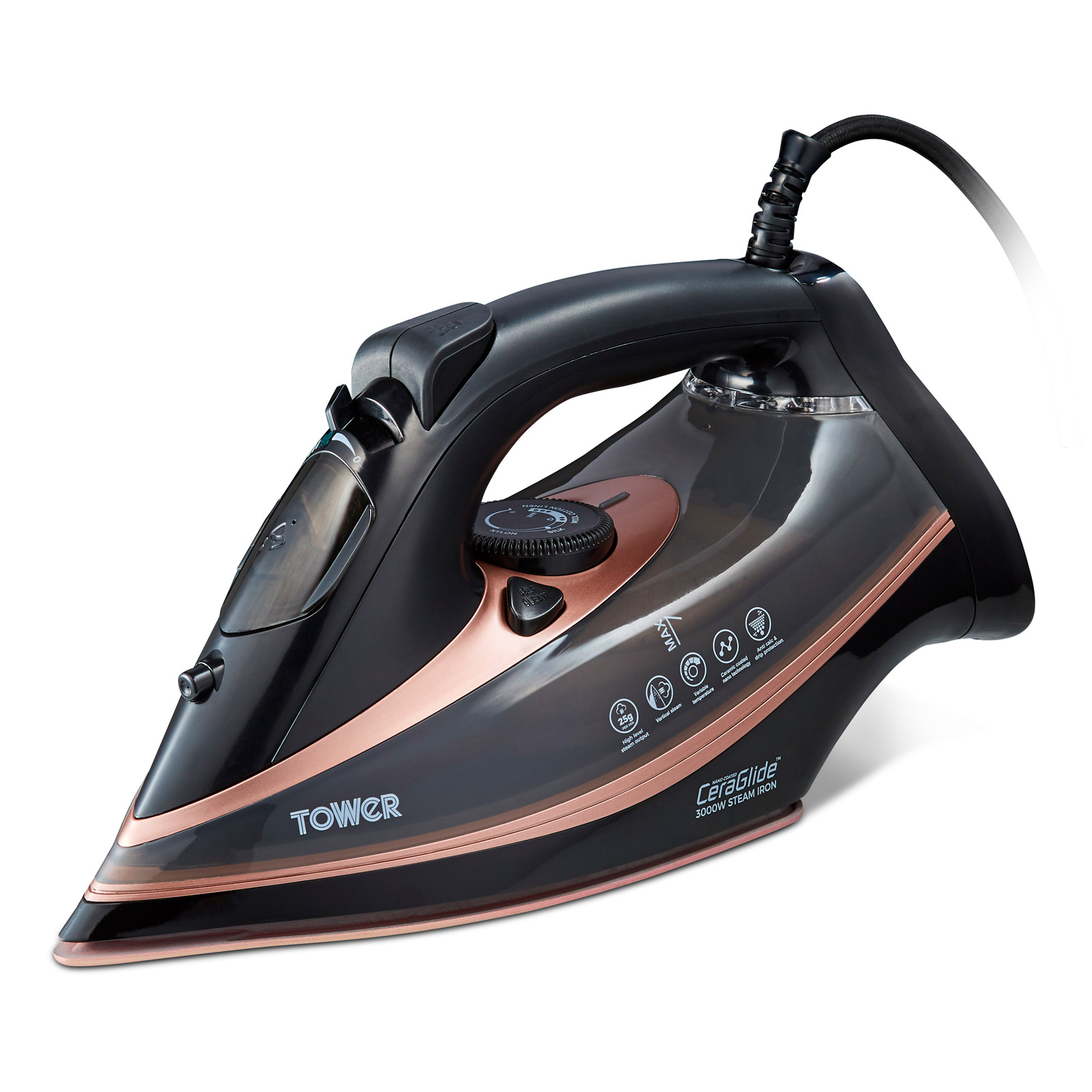 Image of Tower T22013 CeraGlide Ultra Speed Steam Iron 3100W Black Gold