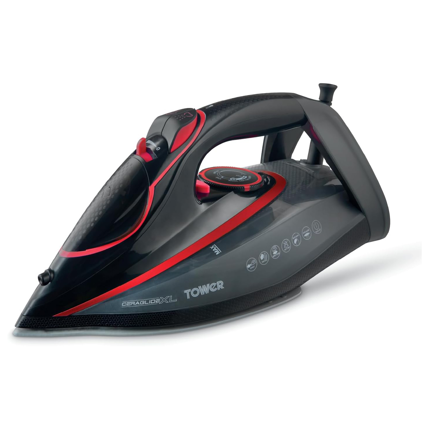 Tower T22032RED Steam Iron XL Sole Plate Red