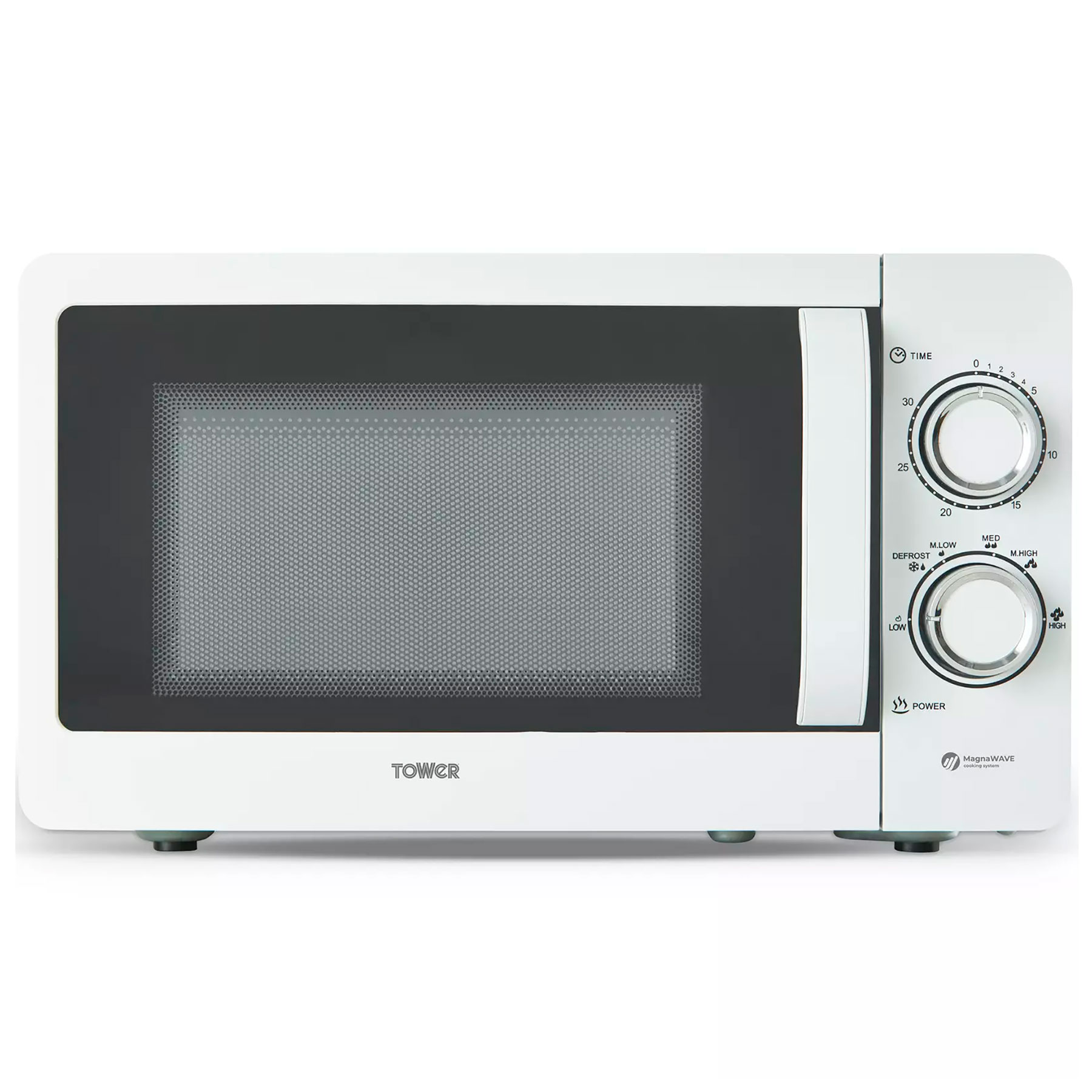 Tower T24042WHT Microwave Oven in White 20 Litre 800W Mirror Door