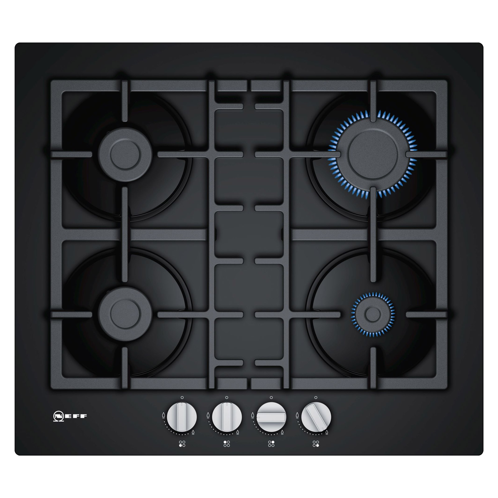 Neff T26CB49S0 N50 60cm 4 Burner Gas Hob in Black Cast Iron Supports