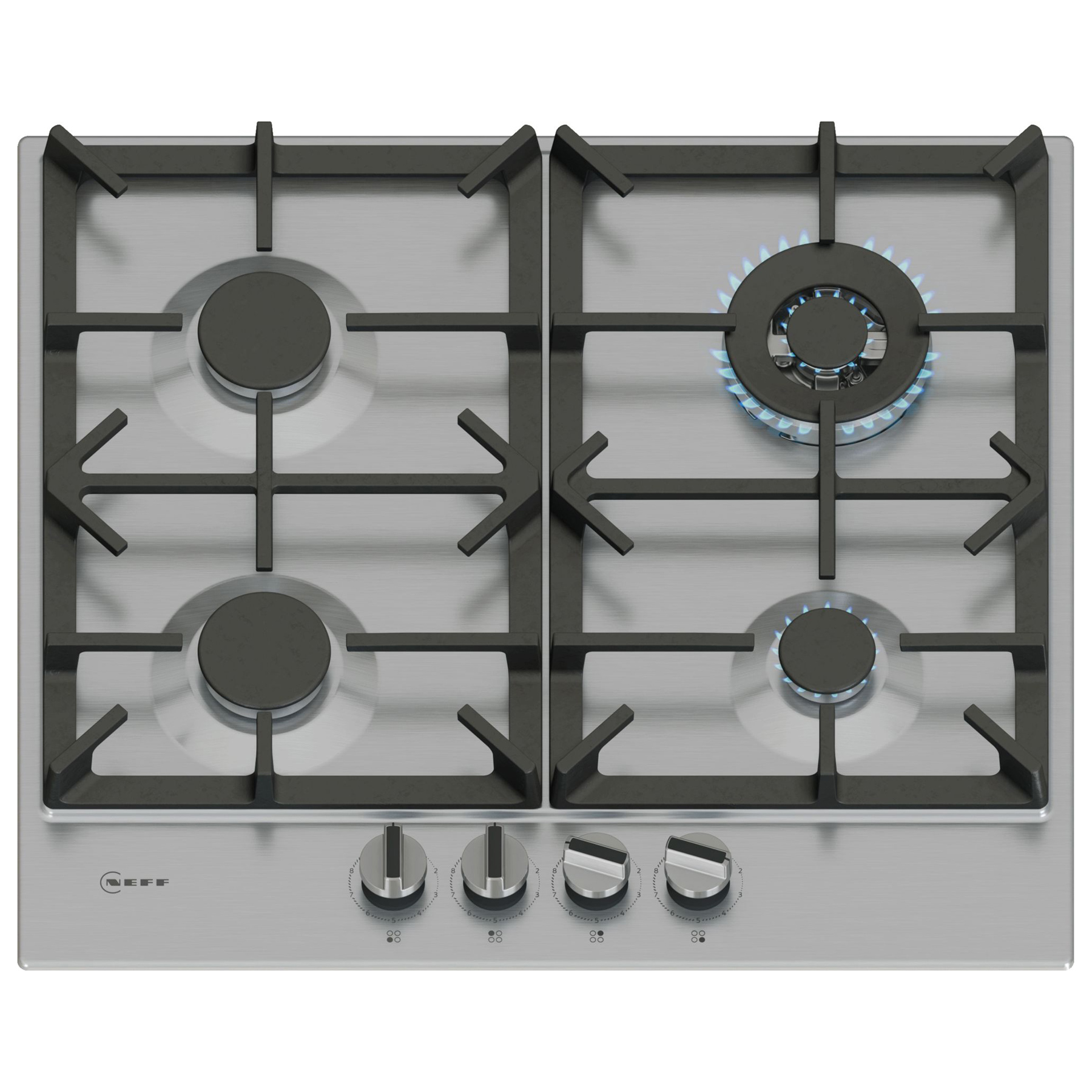 Neff T26CIH8N0 N70 60cm 4 Burner Gas Hob in Stainless Steel Cast Iron