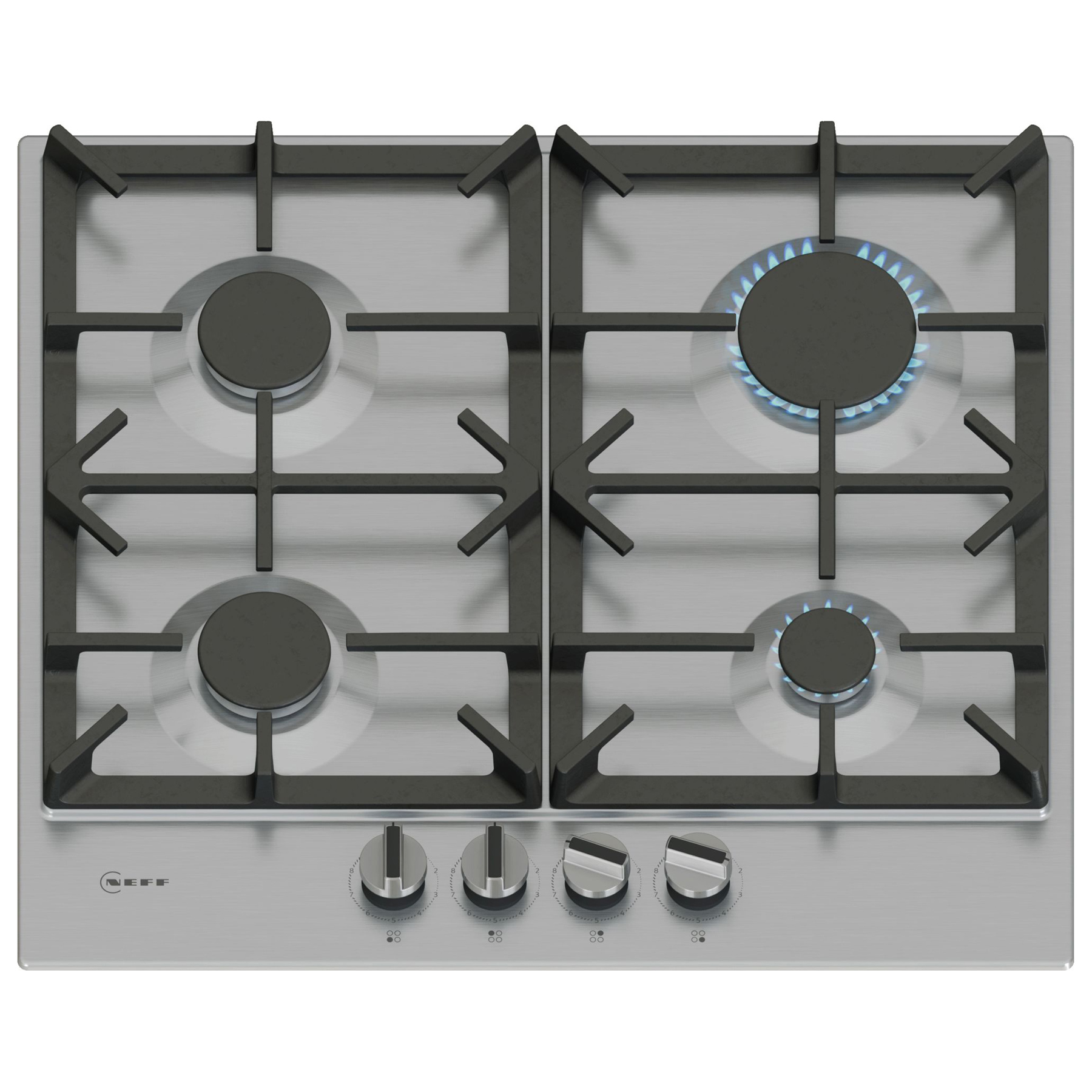 Neff T26CIP8N0 N70 60cm 4 Burner Gas Hob in Stainless Steel Cast Iron