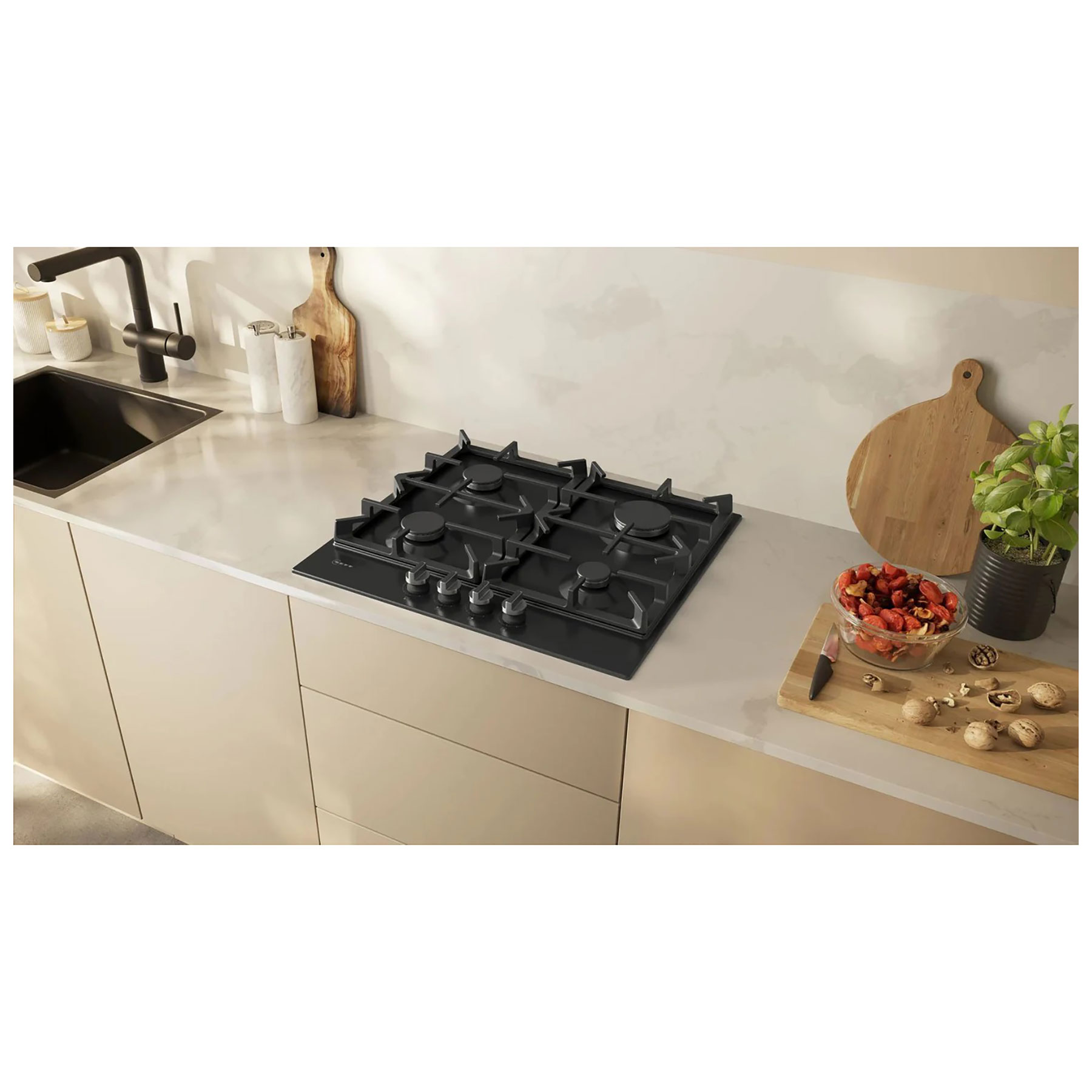 Neff T26CIP8S0 N70 60cm 4 Burner Gas Hob in Black Cast Iron Supports, photo 5