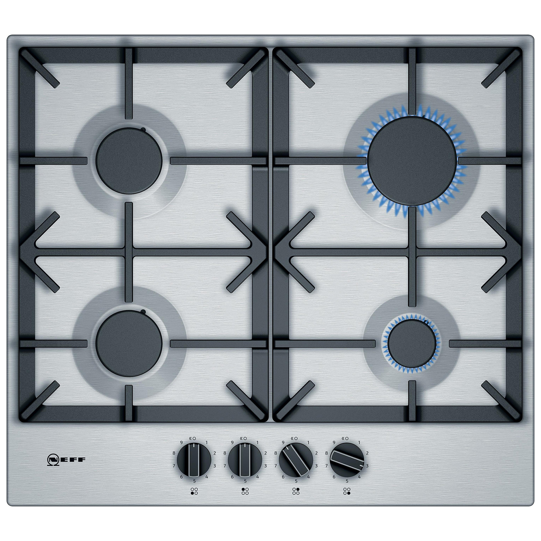 Neff T26DS49N0 N70 60cm 4 Burner Gas Hob St Steel Cast Iron Supports