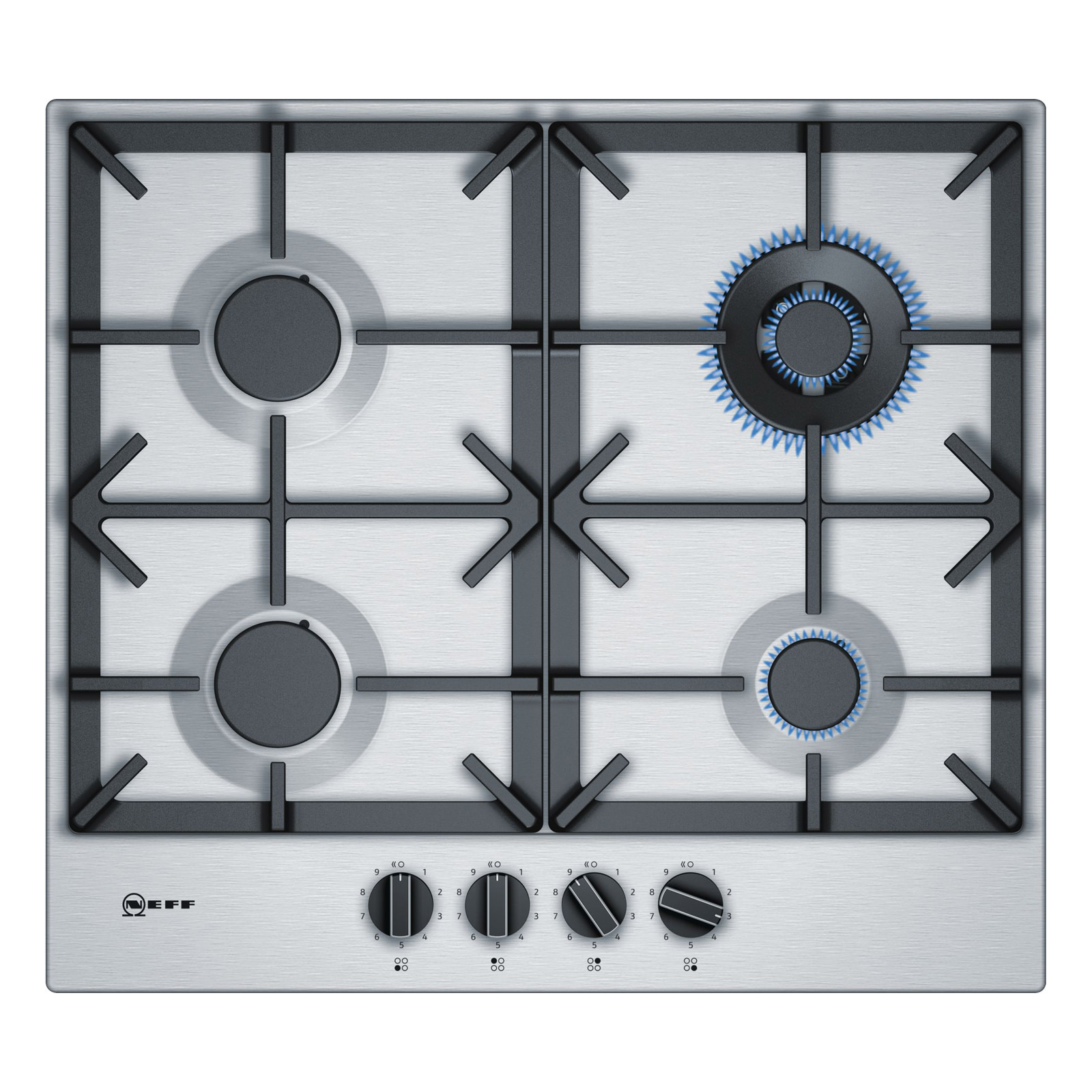 Neff T26DS59N0 N70 60cm 4 Burner Gas Hob in St Steel Wok Burner