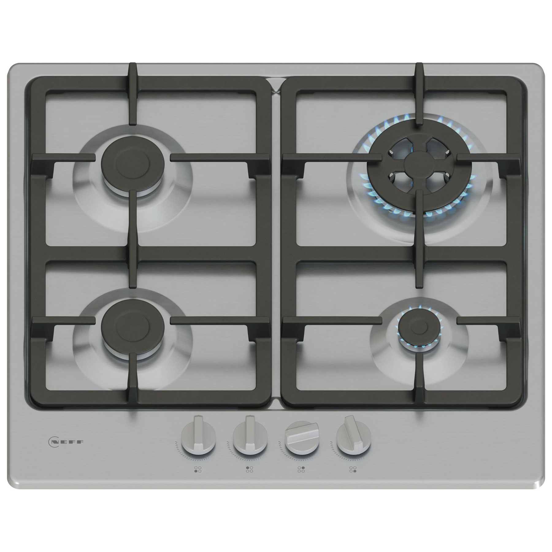 Neff T26GKH8N0 N50 60cm 4 Burner Gas Hob in Stainless Steel Wok Burner
