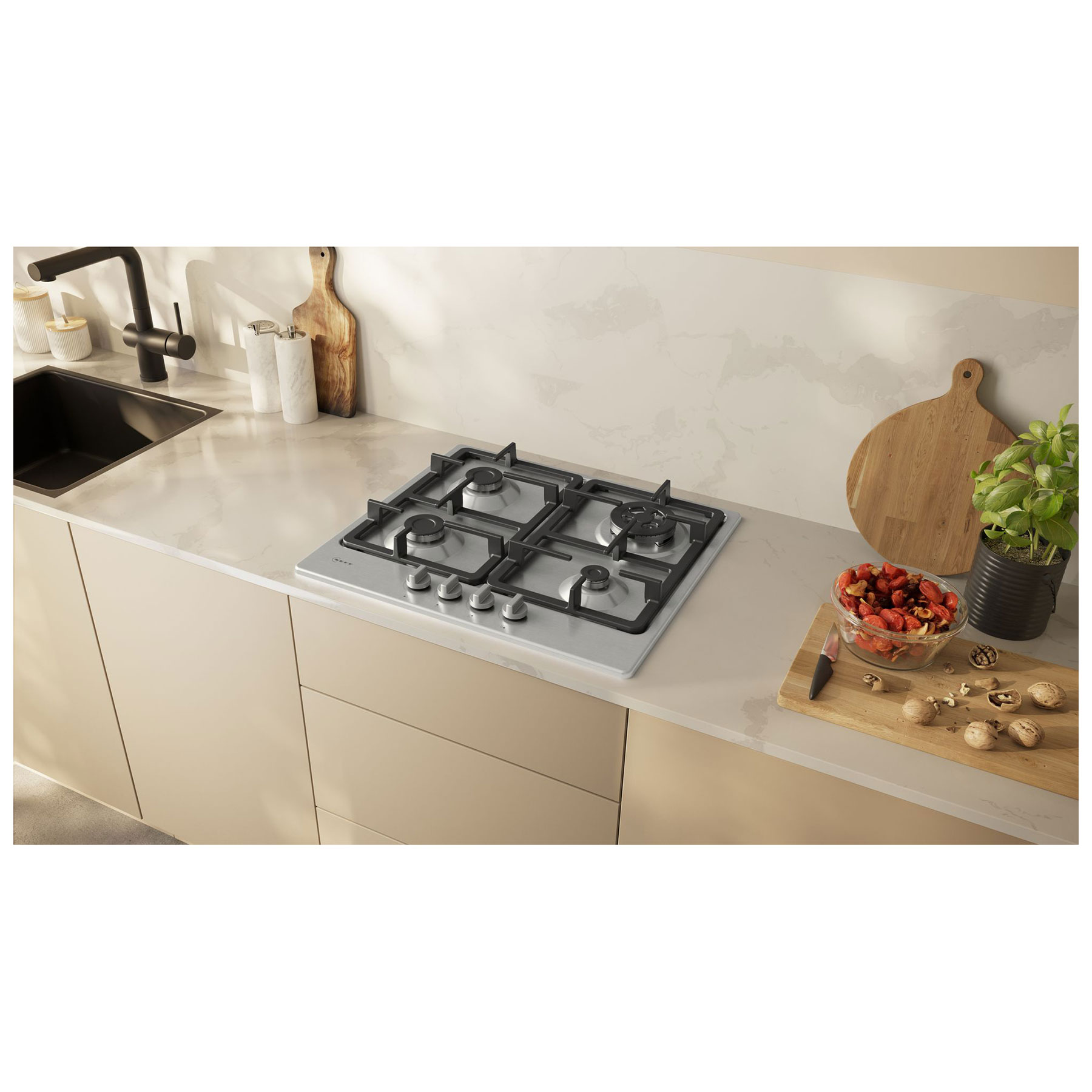 Neff T26GKH8N0 N50 60cm 4 Burner Gas Hob in Stainless Steel Wok Burner, photo 5