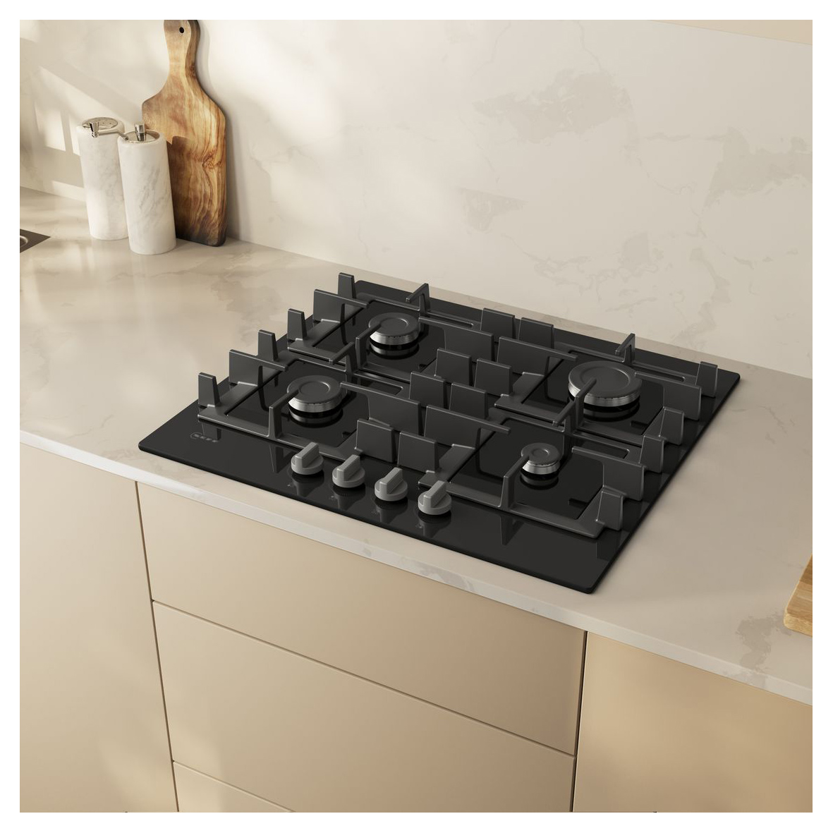 Neff T26NKP4S0 N50 60cm 4 Burner Gas Hob in Black Glass High Speed Bur, photo 2