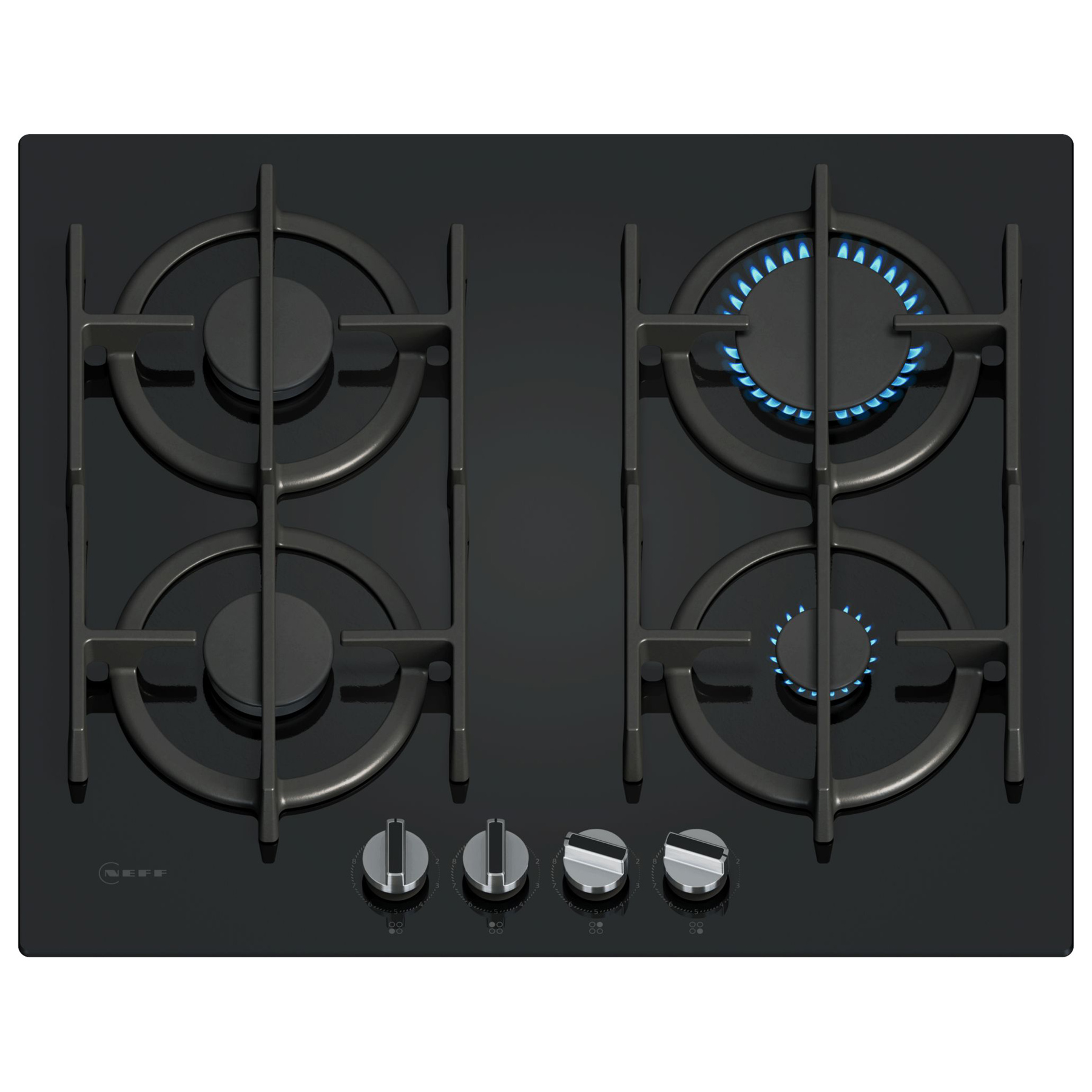 Neff T26PIP4S0 N70 60cm 4 Burner Gas Hob in Black Glass High Speed Bur