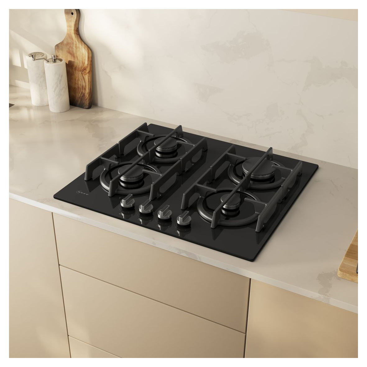 Neff T26PIP4S0 N70 60cm 4 Burner Gas Hob in Black Glass High Speed Bur, photo 4