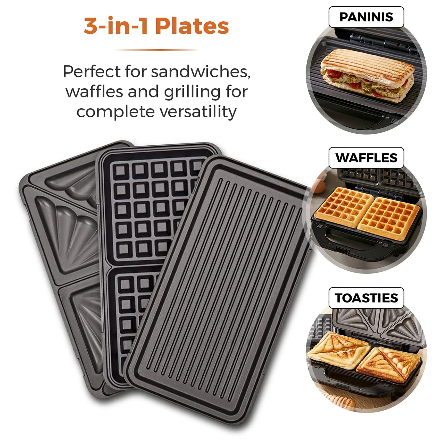 Tower T27032 3 in 1 Deep Fill Sandwich and Waffle Maker 900W, photo 3