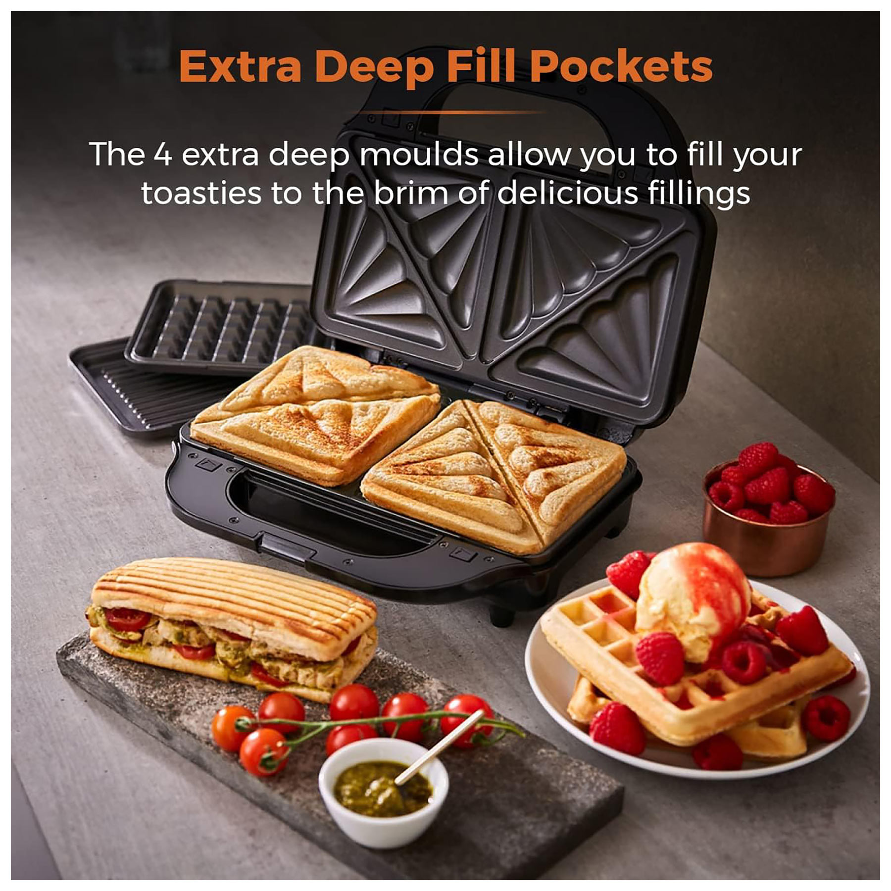 Tower T27032 3 in 1 Deep Fill Sandwich and Waffle Maker 900W, photo 4