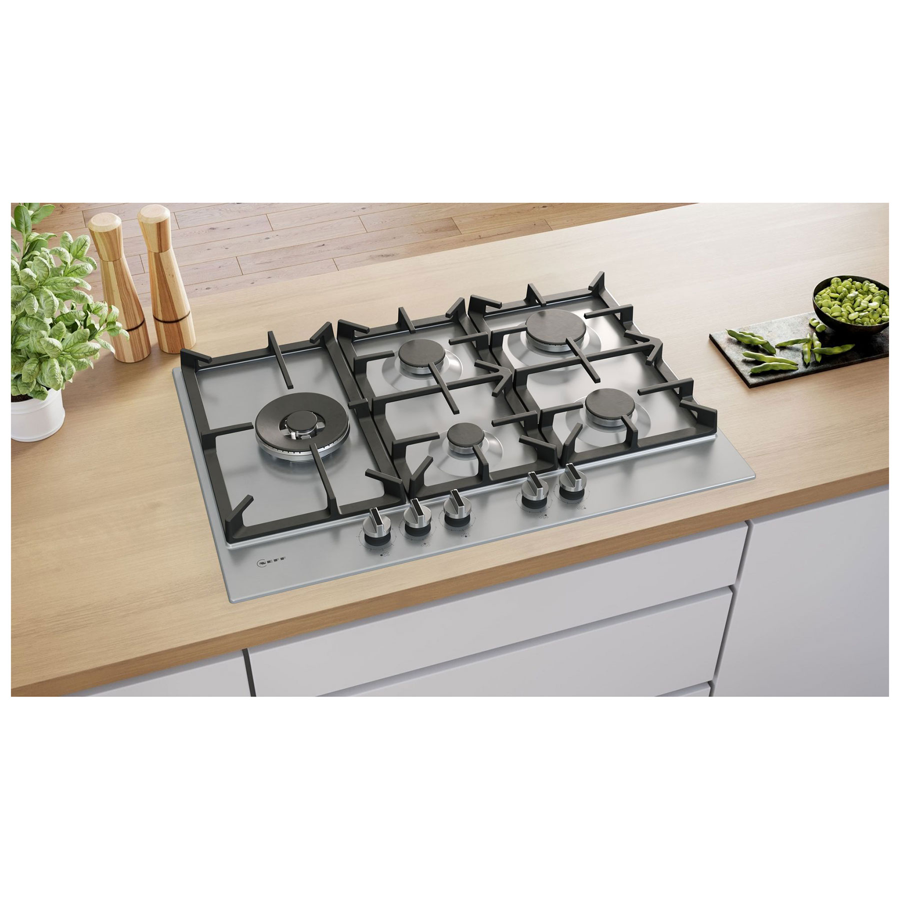 Neff T27CIS8N0 N70 75cm 5 Burner Gas Hob in Stainless Steel Wok Burner, photo 5