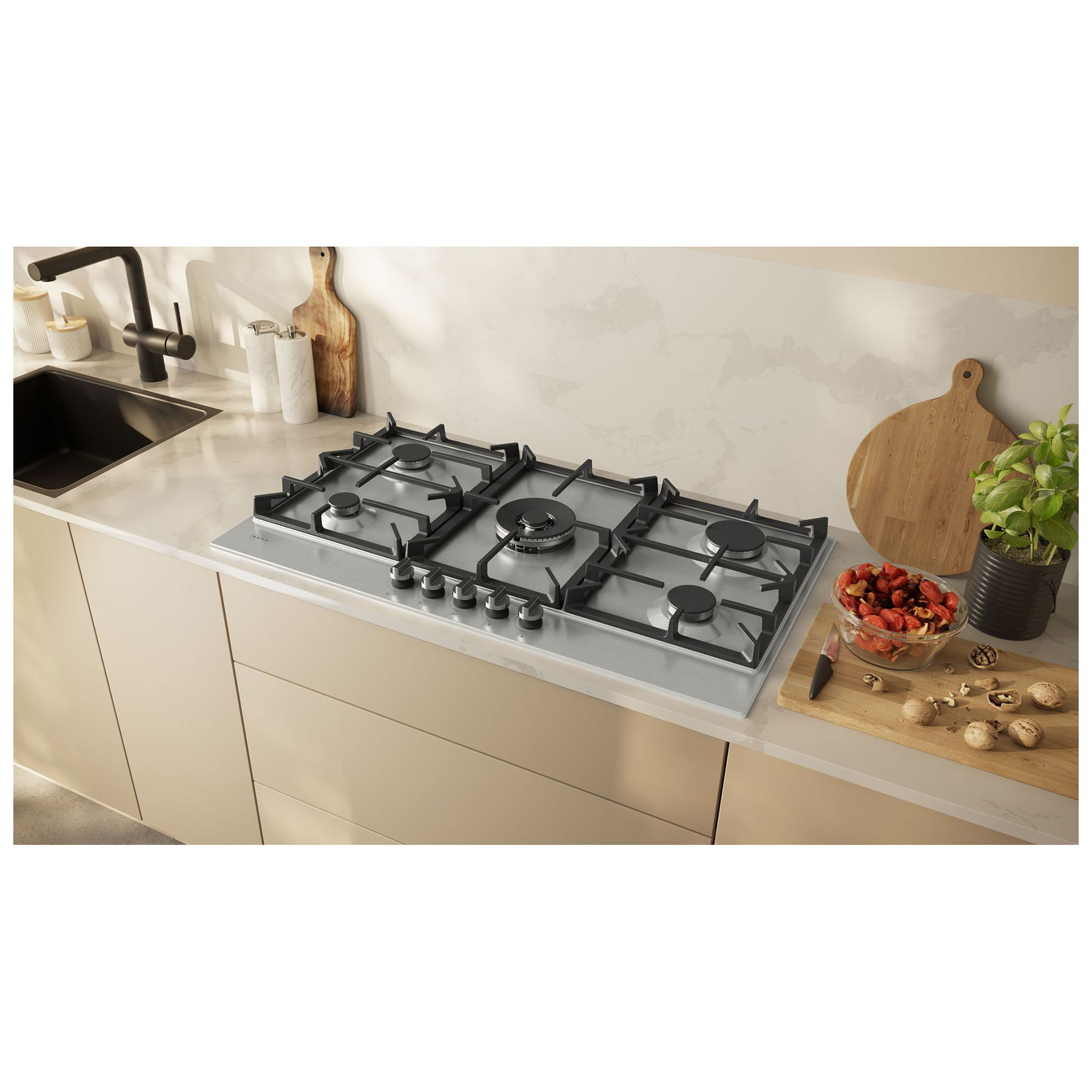 Neff T29CIR8N0 N70 90cm 5 Burner Gas Hob in Stainless Steel Wok Burner, photo 5