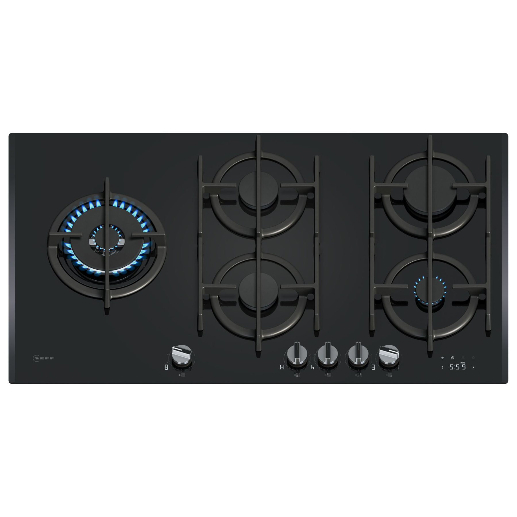 Neff T29RHS4S0 90cm N90 5 Burner Gas On Gas Hob – BLACK