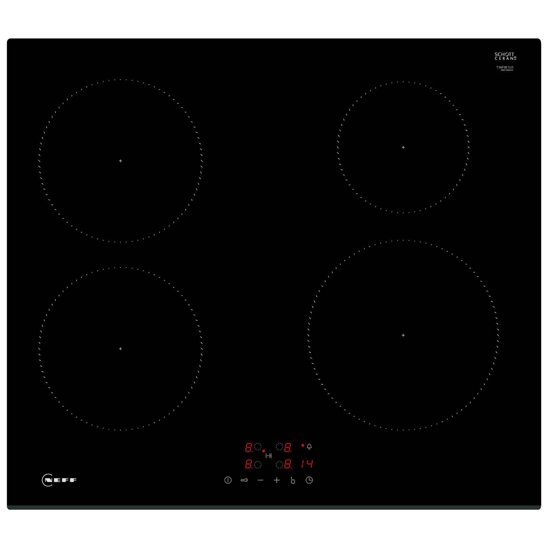 Image of Neff T36FBE1L0 N30 Built In 60cm 4 Zone Induction Hob in Black Glass