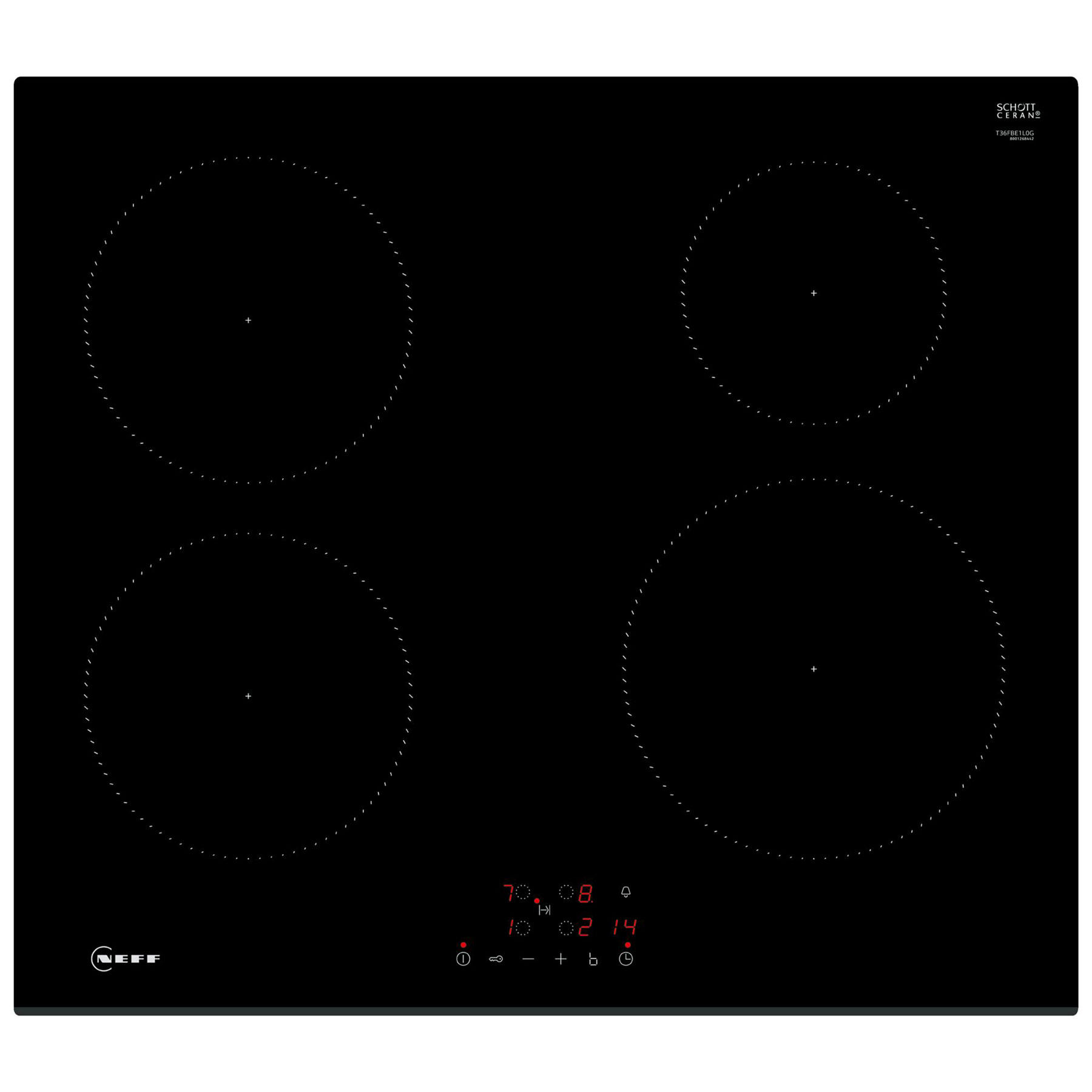 Image of Neff T36FBE1L0G N30 Built In 60cm 4 Zone Induction Hob in Black Glass
