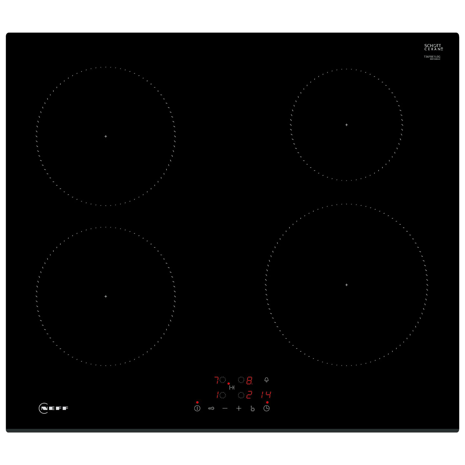Neff T36FBE1L0G N30 Built In 60cm 4 Zone Induction Hob in Black Glass
