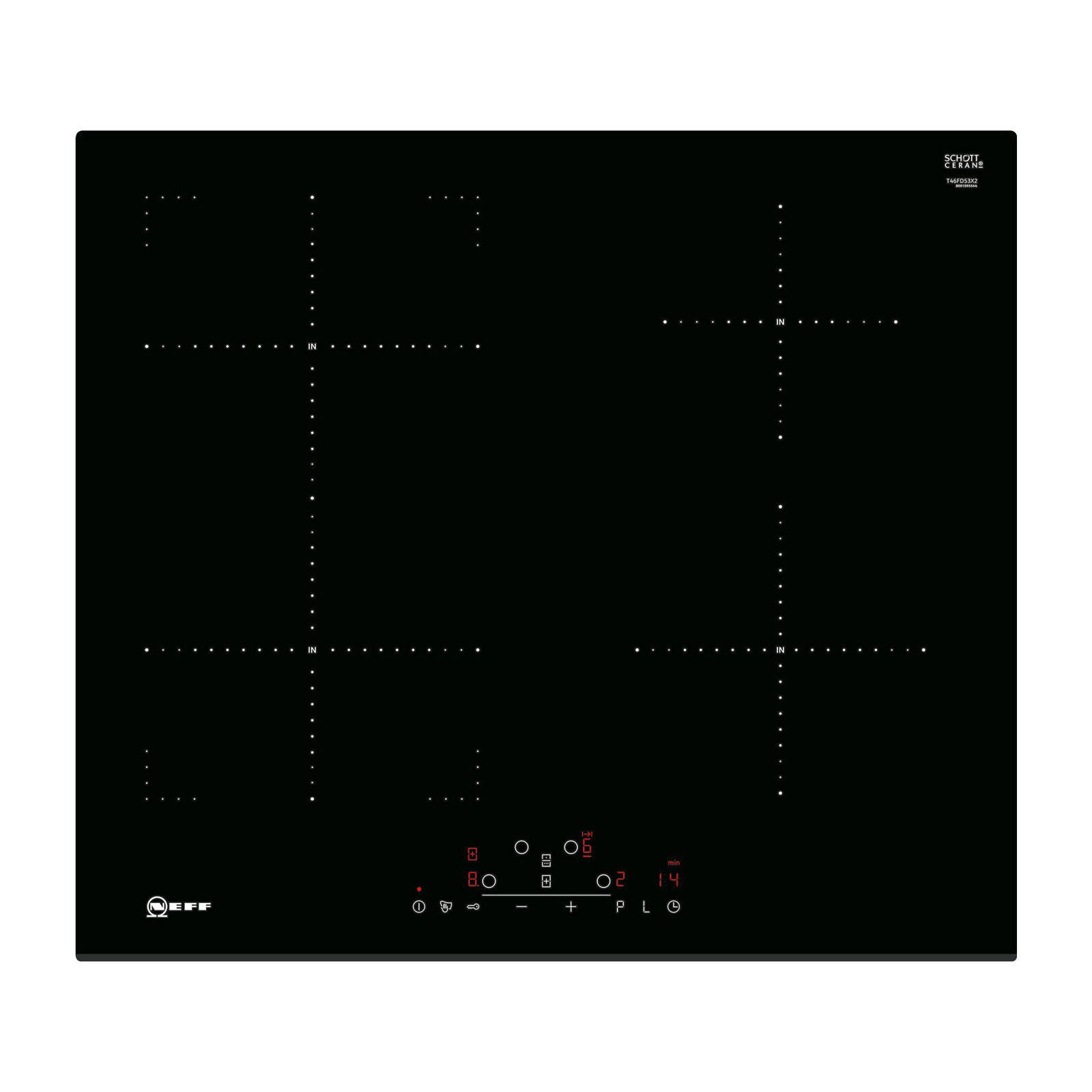 Image of Neff T46FD53X2 N70 Built In 60cm 4 Zone Induction Hob in Black Glass