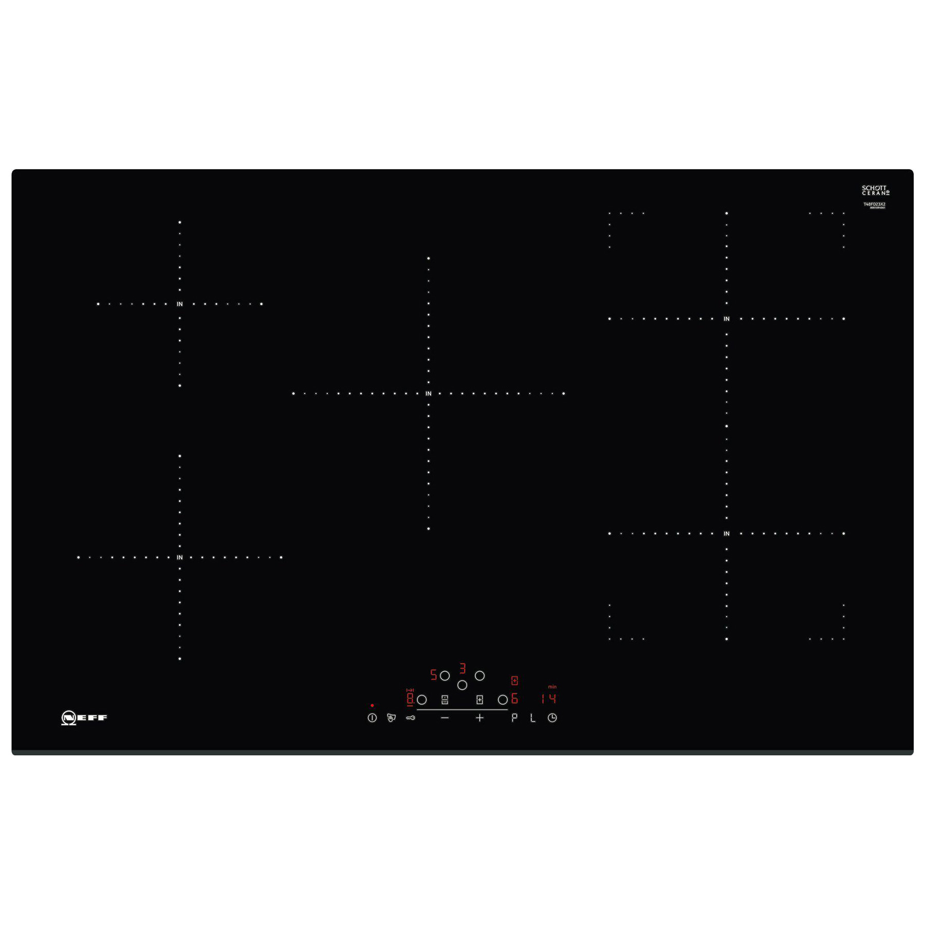Image of Neff T48FD23X2 N70 Built In 80cm Induction Hob in Black Glass