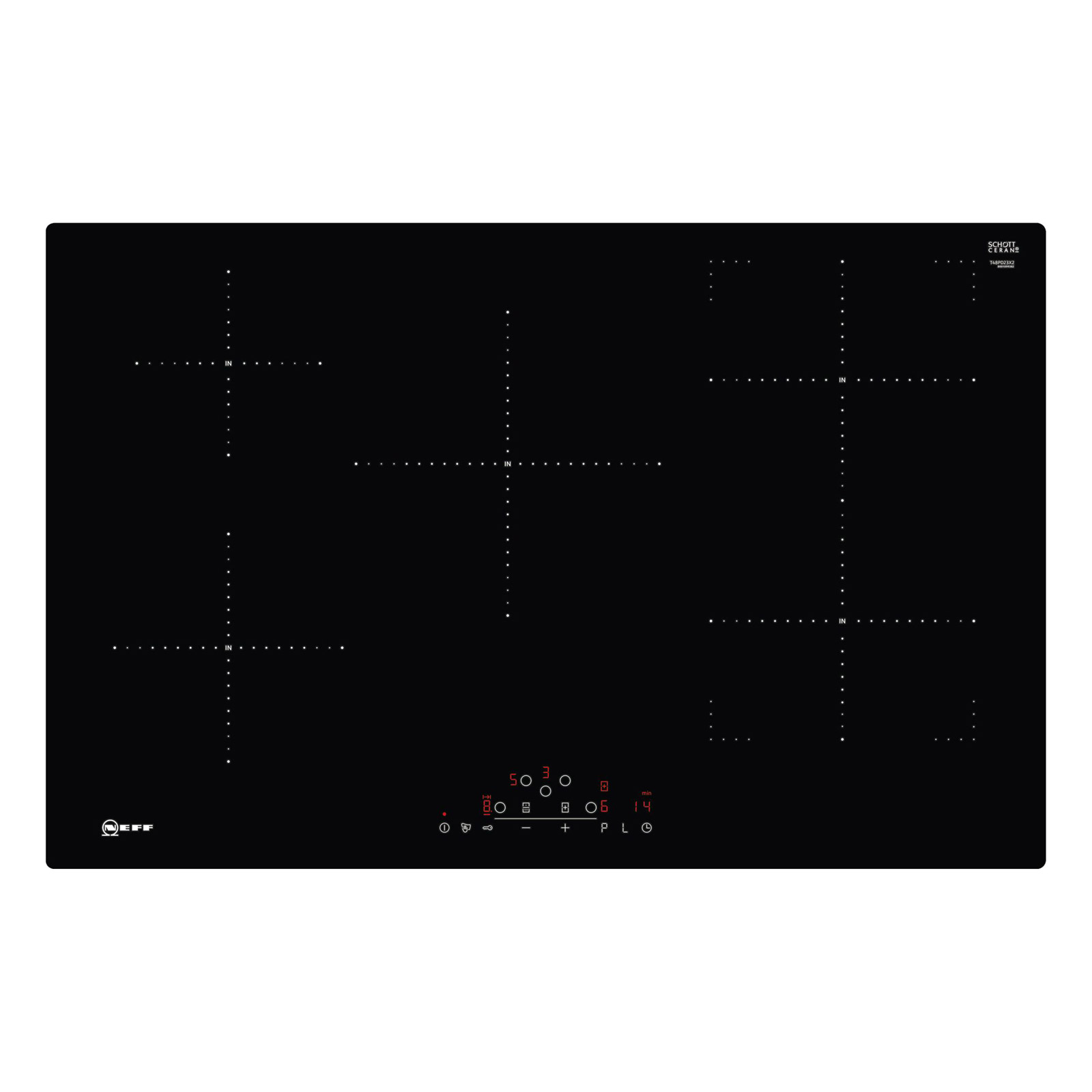 Image of Neff T48PD23X2 N70 Built In 80cm Extra Wide Induction Hob Black Glass