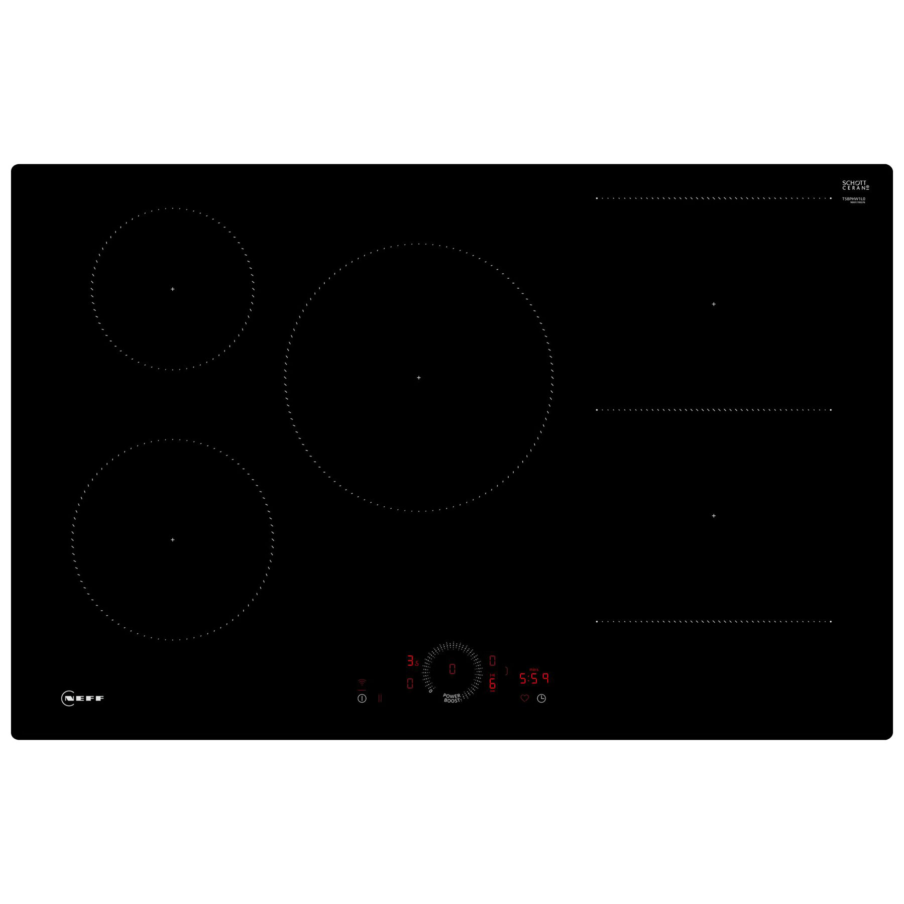 Neff T58PHW1L0 80cm N70 Flush Fit CombiZone Induction Hob – BLACK