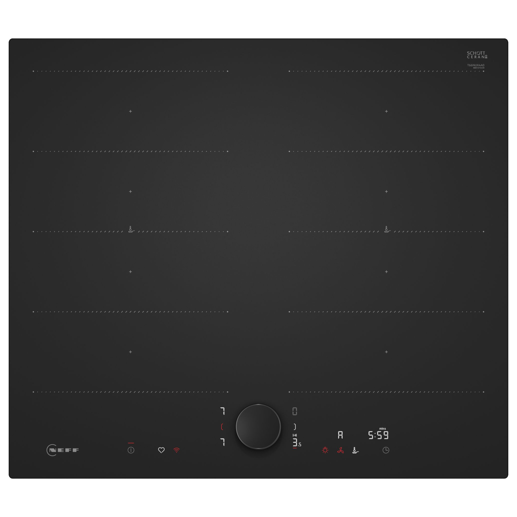 Neff T66NUX4A0 N90 60cm Built In Flex Induction Hob in Black with Twis