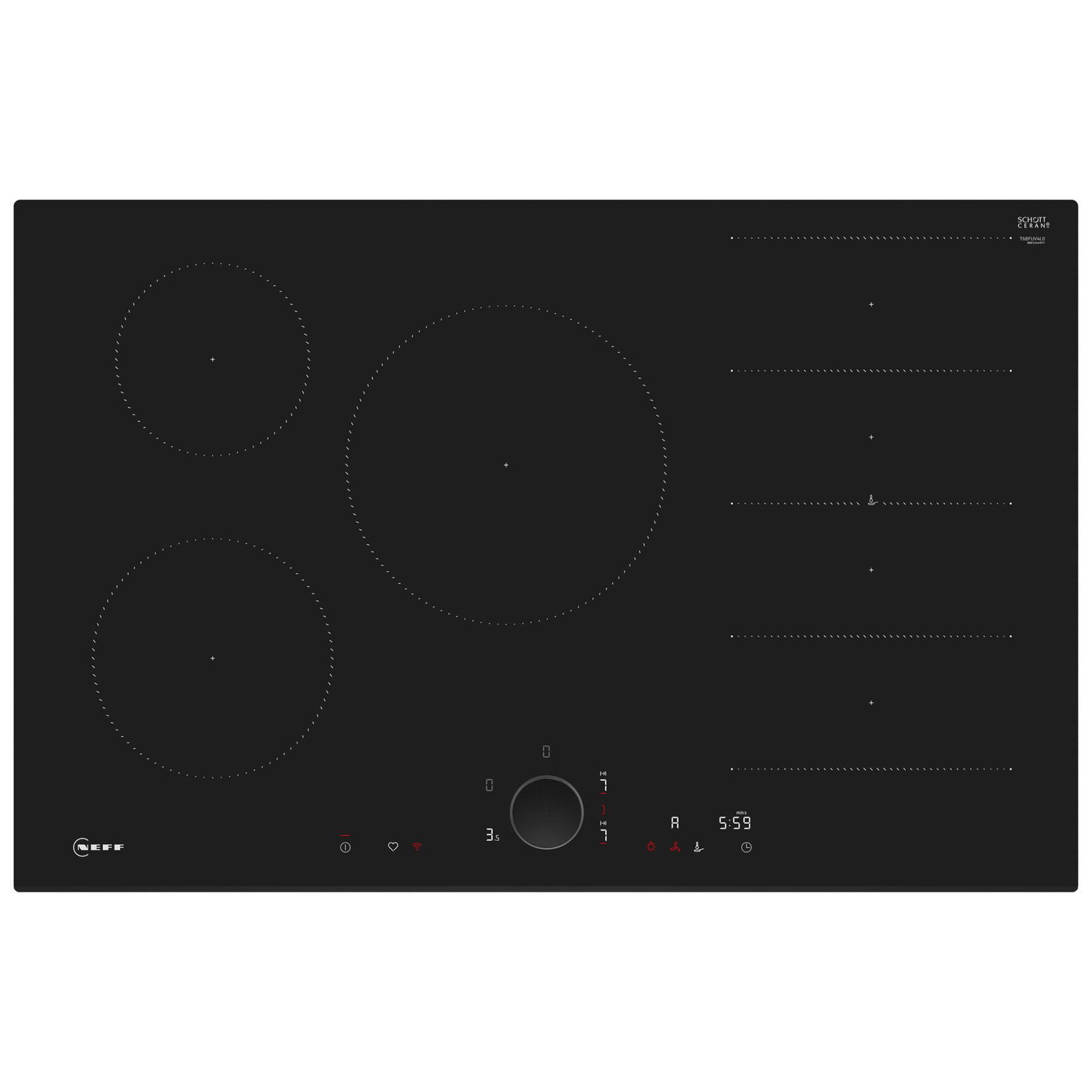 Neff T68FUV4L0 N90 Built In 80cm FlexInduction Hob in Black Glass