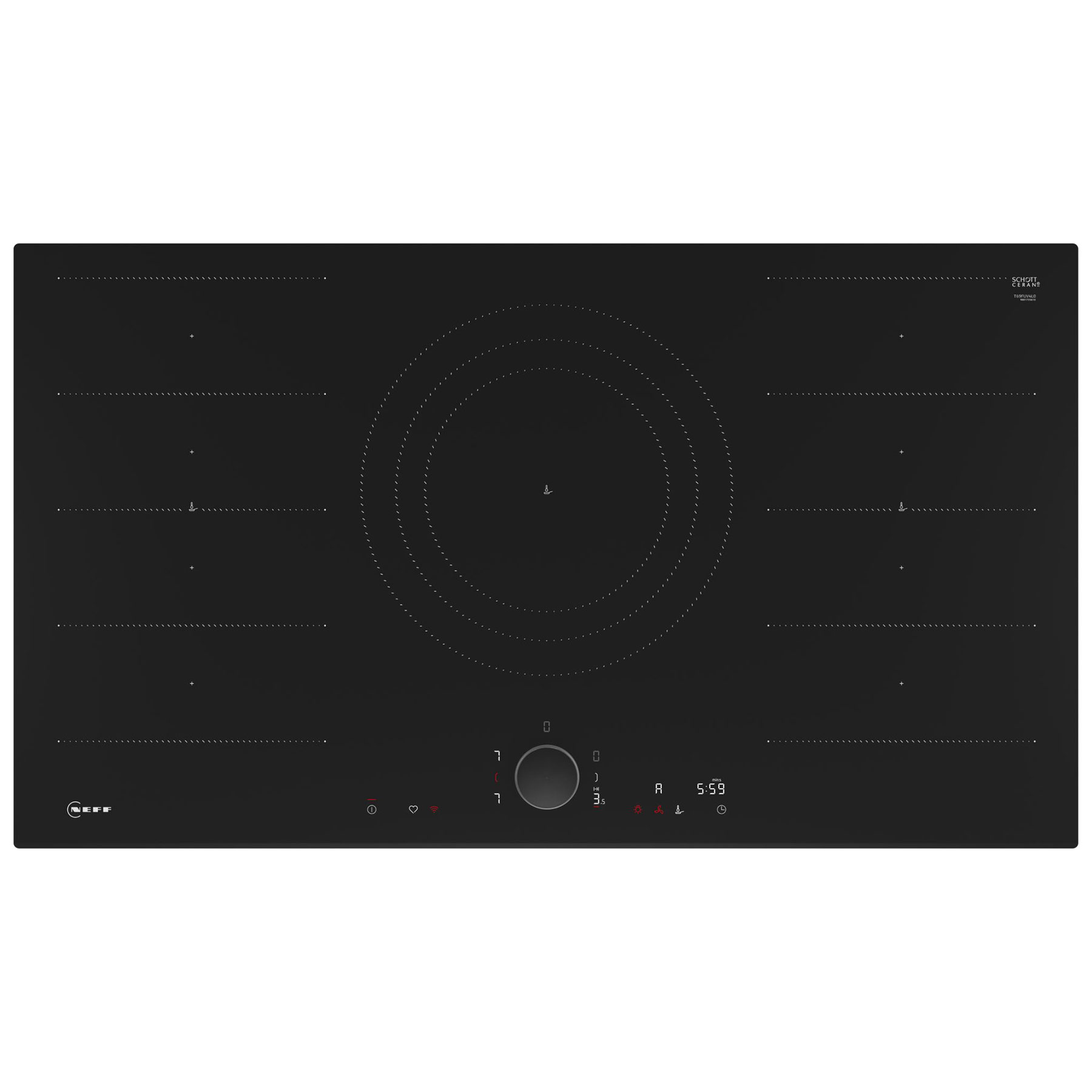 Neff T69FUV4L0 N90 Built In 90cm FlexInduction Hob in Black Glass