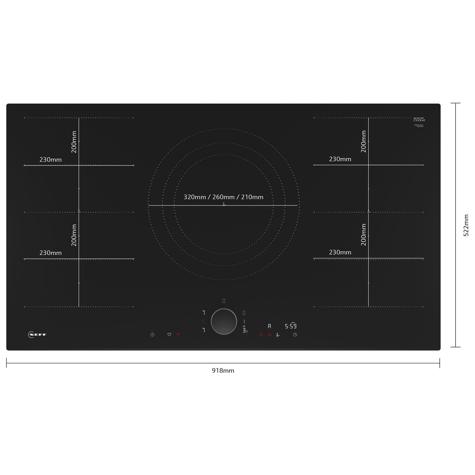 Neff T69FUV4L0 N90 Built In 90cm FlexInduction Hob in Black Glass, photo 5
