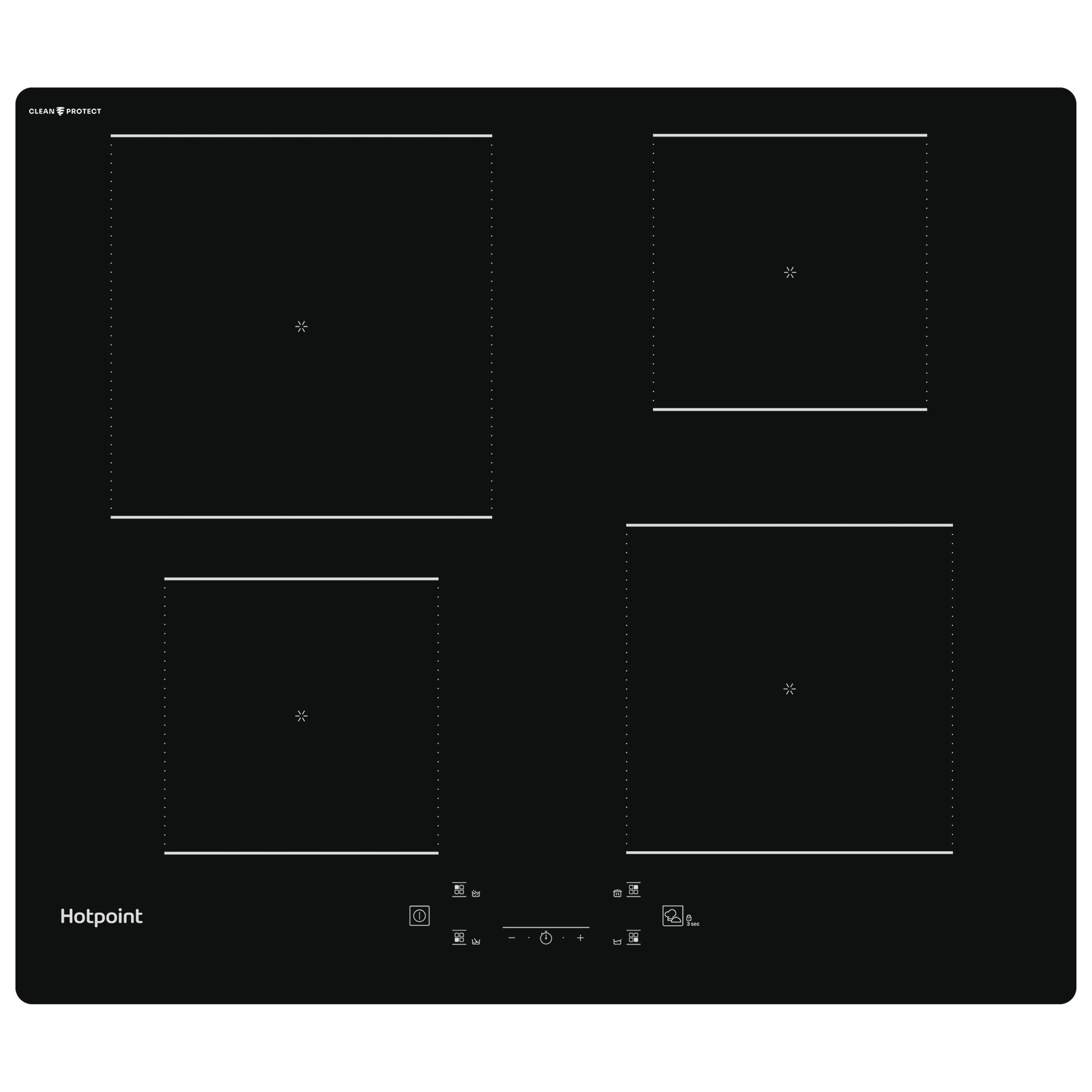 Hotpoint TQ1460SCPNE 60cm Induction Hob in Black 4 Zone Flexi Duo Zone