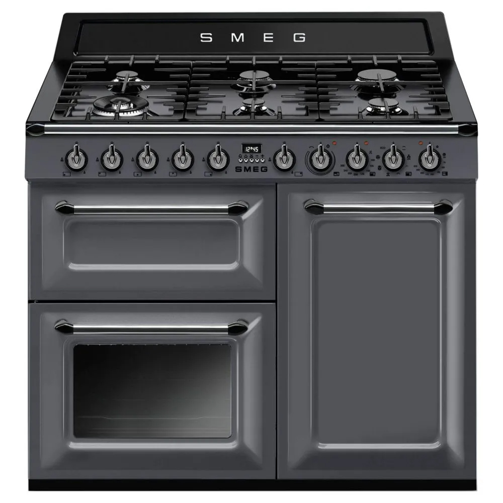 Smeg TR103GR 100cm Victoria Dual Fuel Range Cooker in Slate Grey with