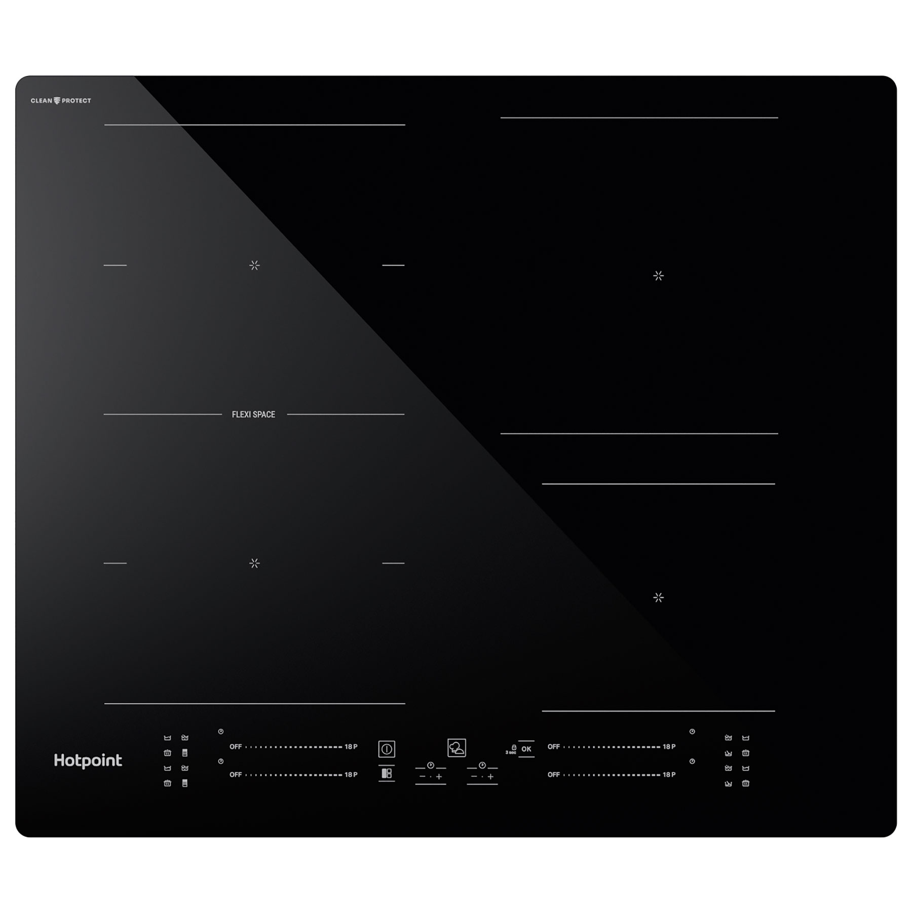 Image of Hotpoint TS3560FCPNE 60cm Induction Hob in Black 4 Zone Flexi Duo Zone