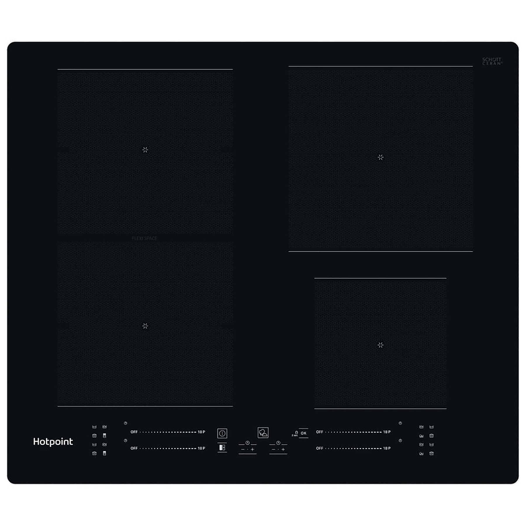 Hotpoint TS5760FNE 59cm Frameless Four Zone Induction Hob – BLACK