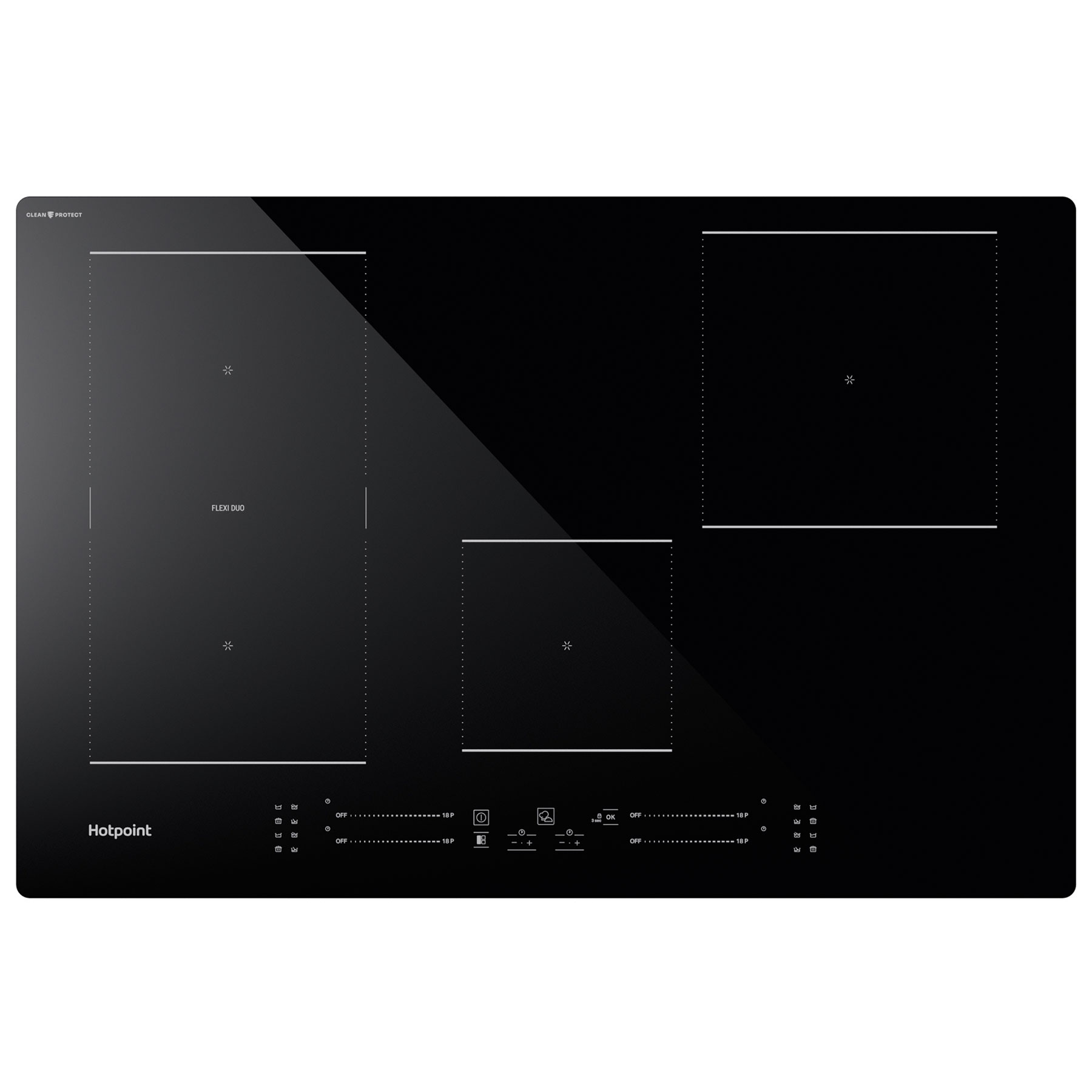 Hotpoint TS6477CCPNE 77cm Induction Hob in Black 4 Zone Flexi Duo Zone