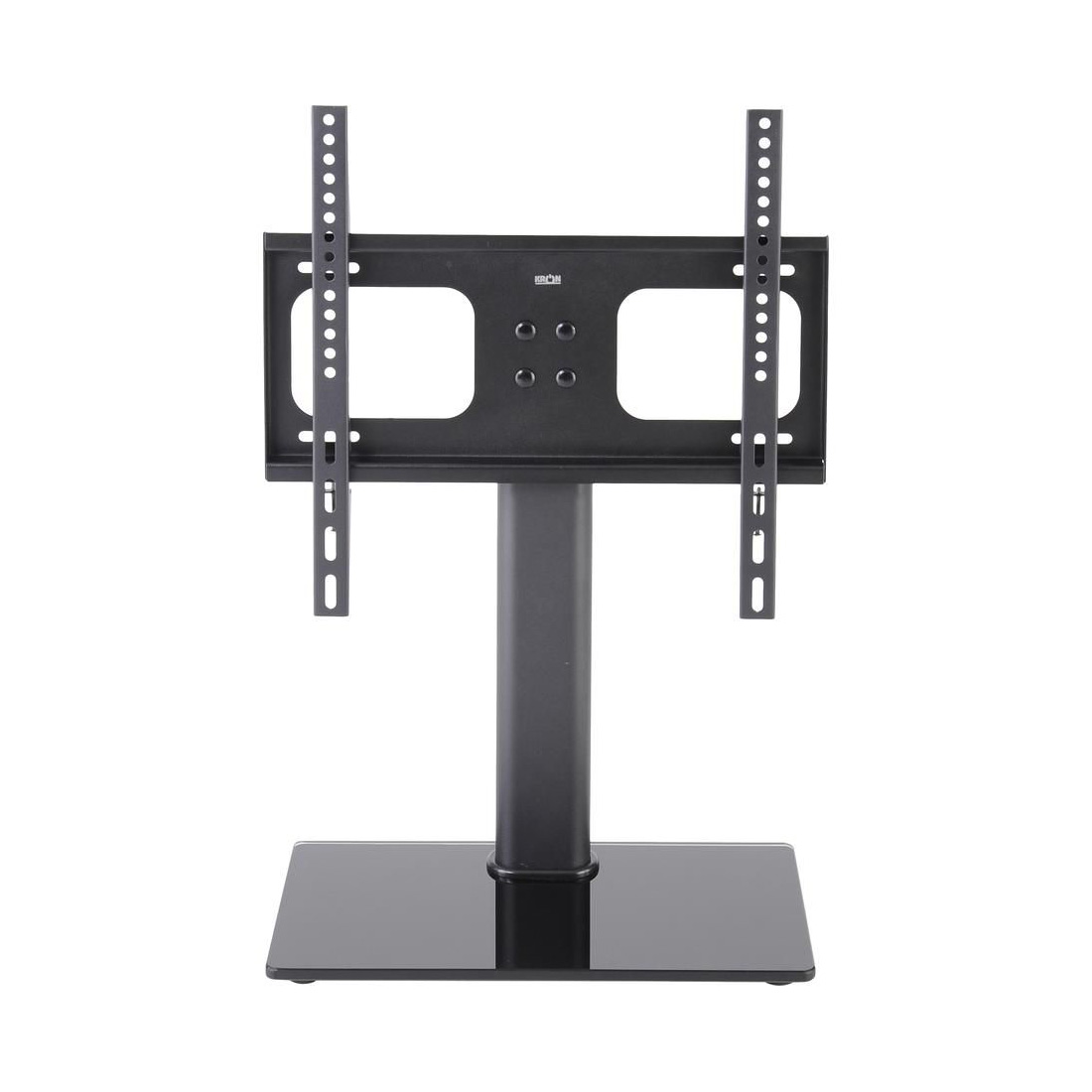 Image of TTAP TT44S Black Glass Swivel Tabletop Pedestal TV Stand in Black