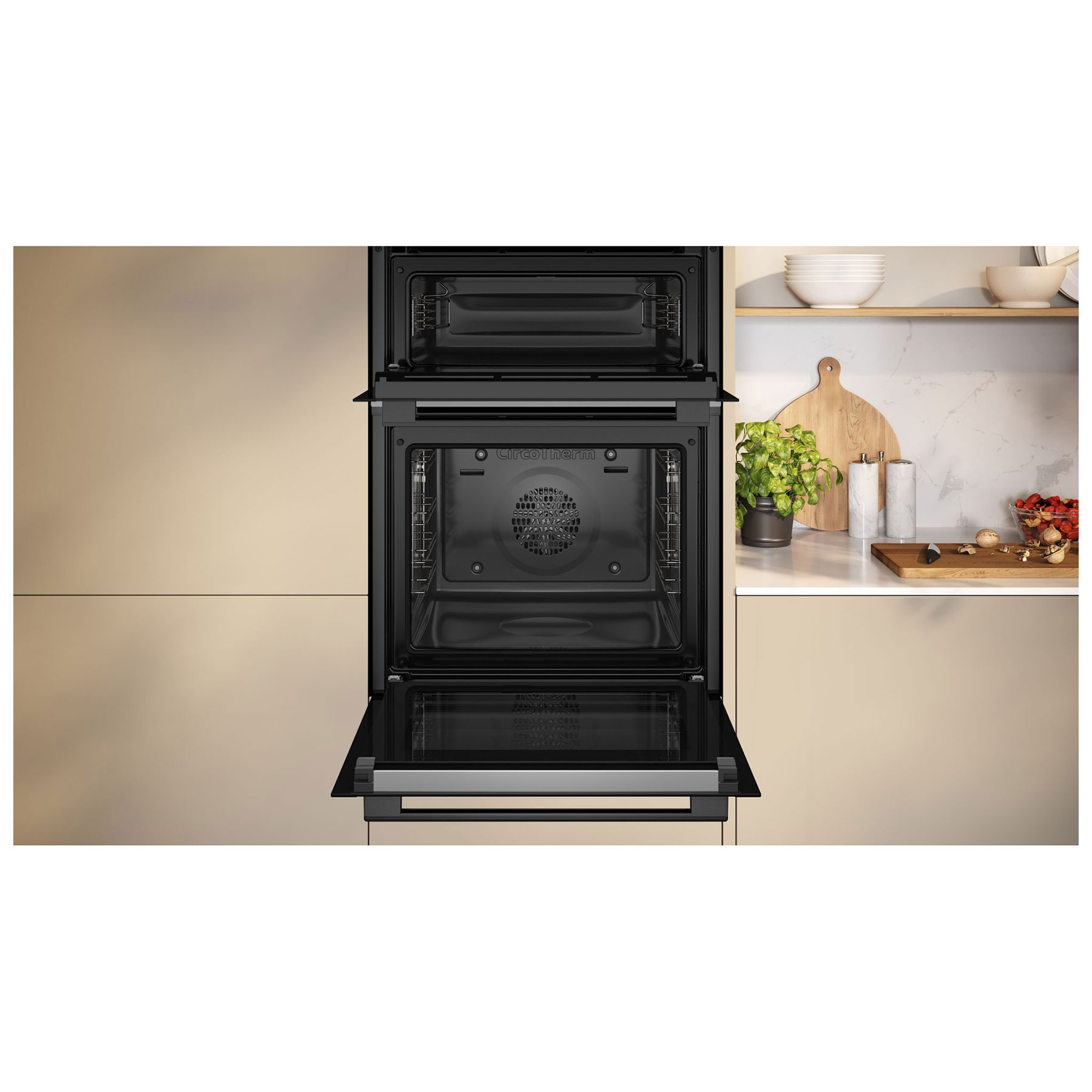 Neff U2ACH7AG7B N50 Built In Pyrolytic Double Electric Oven in Black w, photo 3