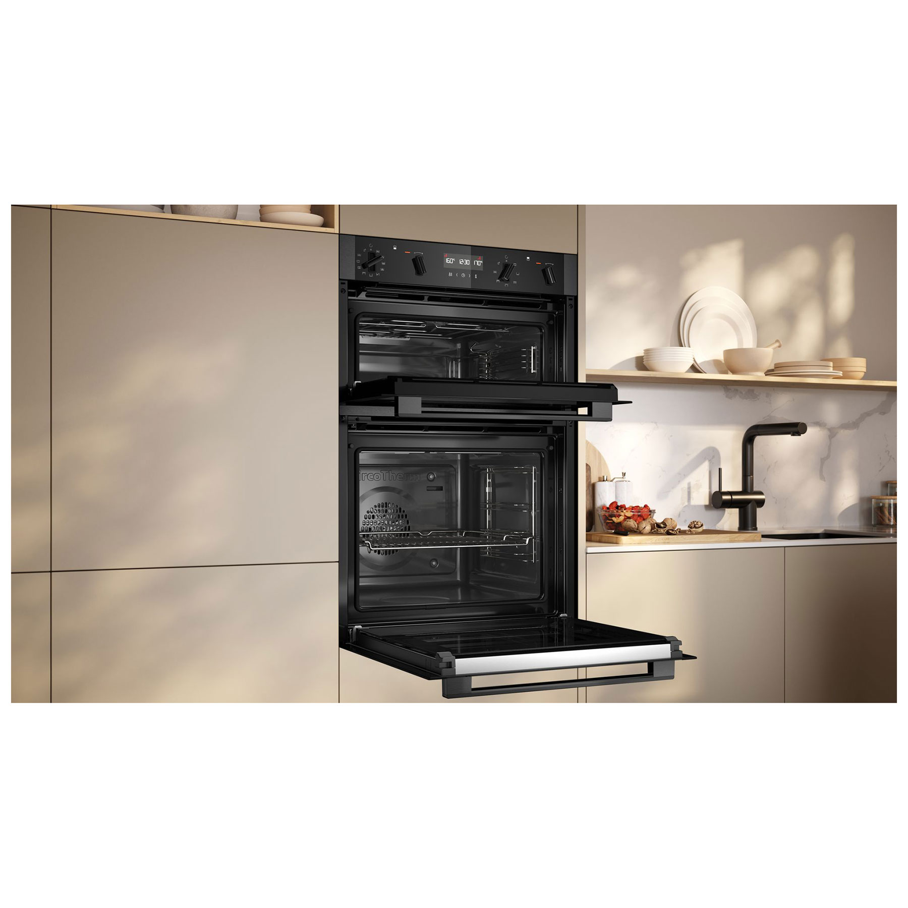 Neff U2ACH7AG7B N50 Built In Pyrolytic Double Electric Oven in Black w, photo 5