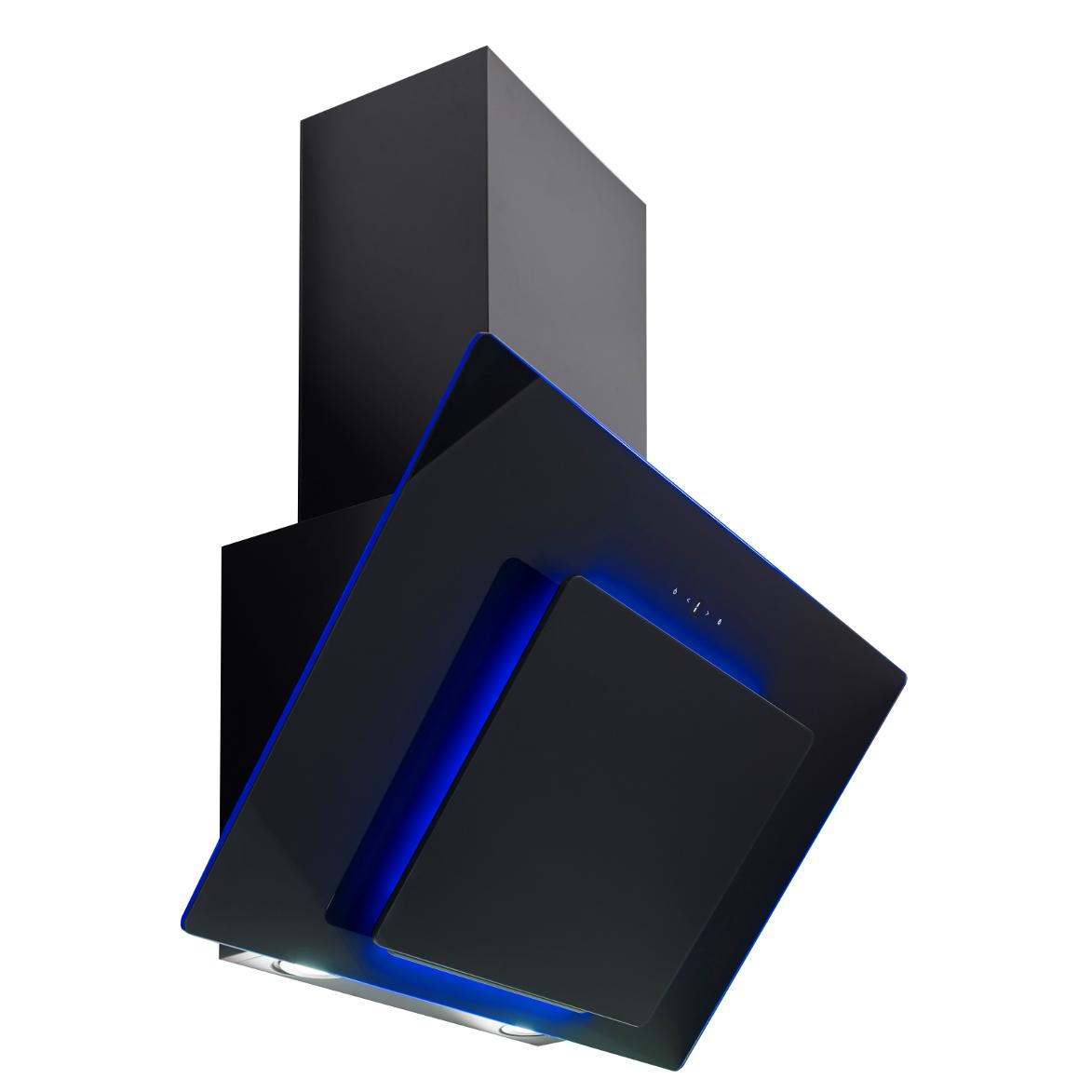 Image of Culina UBHHH70BK 70cm Angled Chimney Hood in Black Glass Touch Control