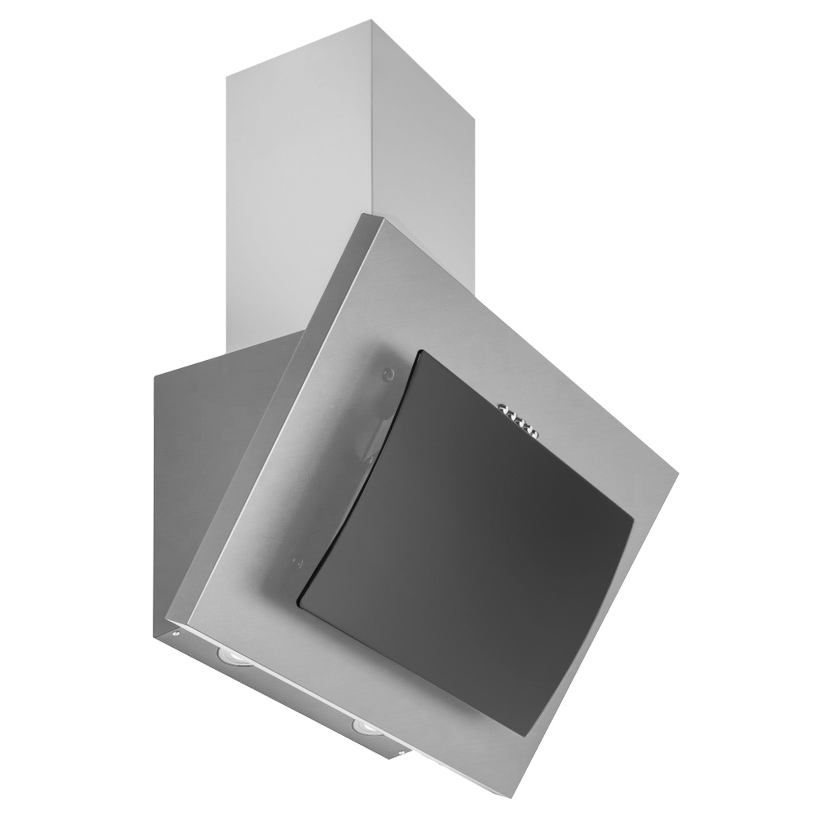 Image of Culina UBLCHH60 SS 60cm Angled Glass Chimney Hood Black Steel 3 Speed